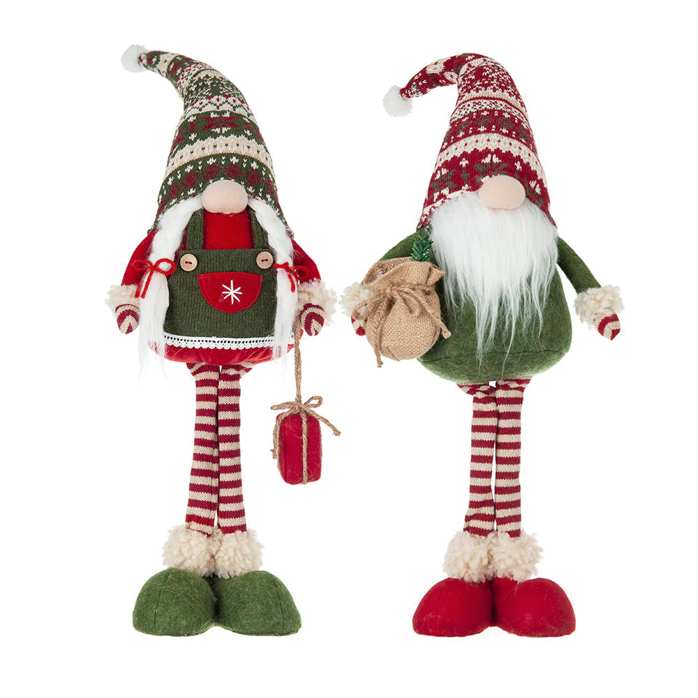 Set of 2 Fabric Standing Holiday Gnomes - Image 3