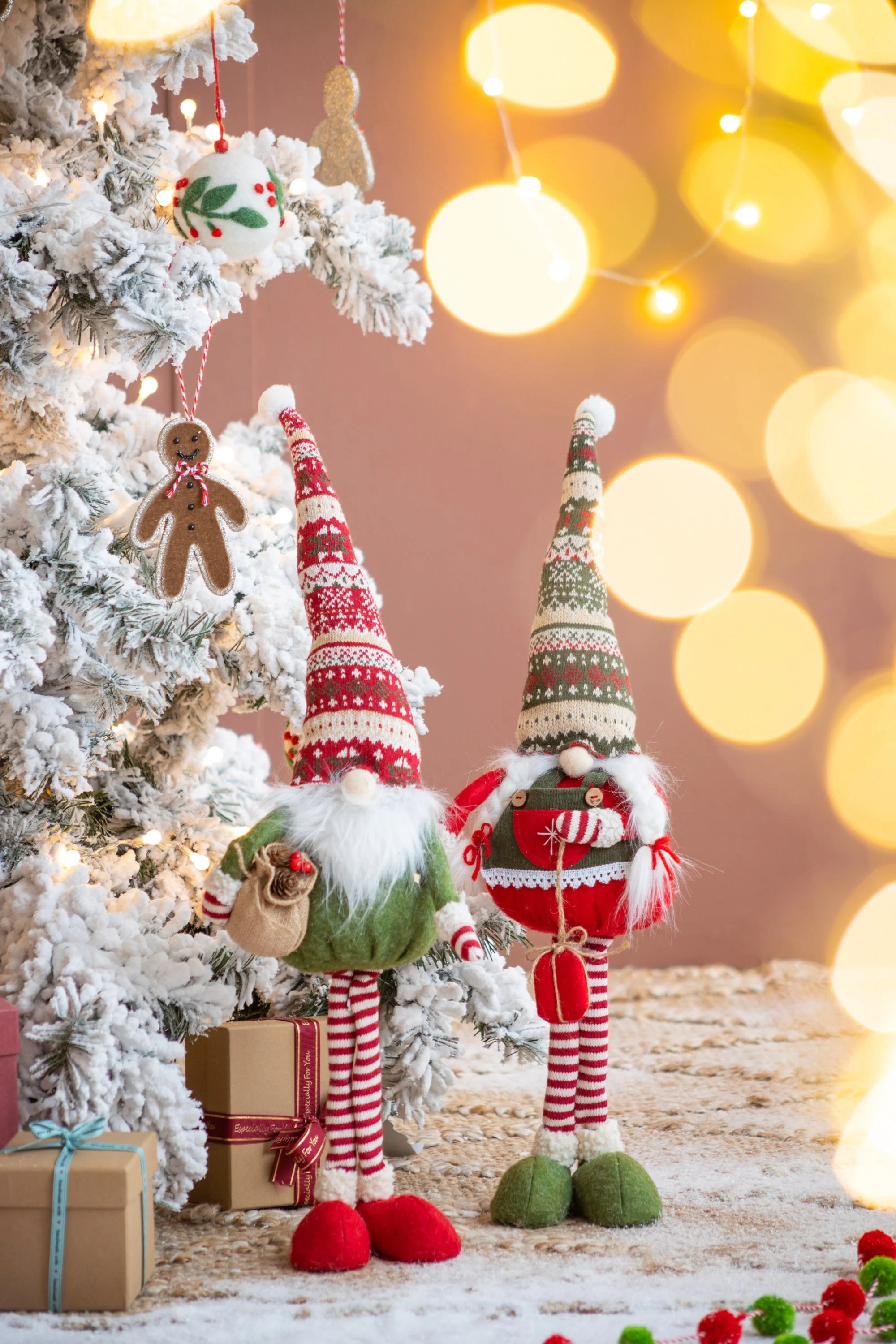 Set of 2 Fabric Standing Holiday Gnomes - Image 7