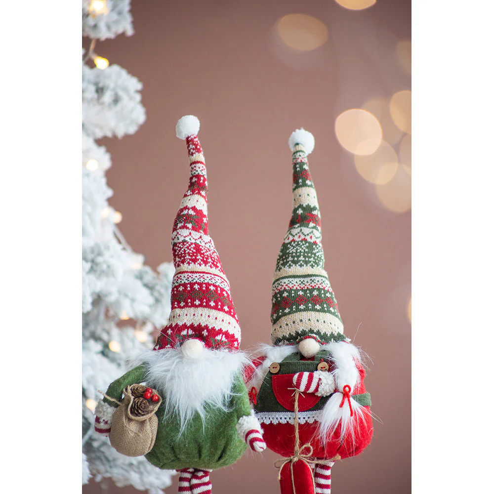 Set of 2 Fabric Standing Holiday Gnomes - Image 9