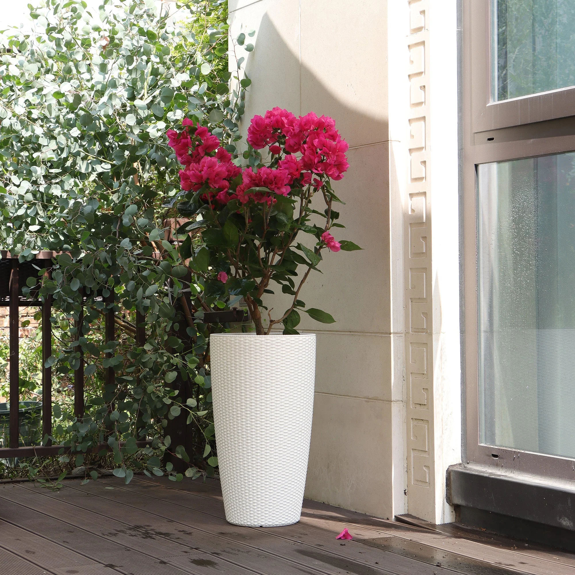 Set of 2 Faux Rattan Tall Planters with Automatic Watering System - Image 12