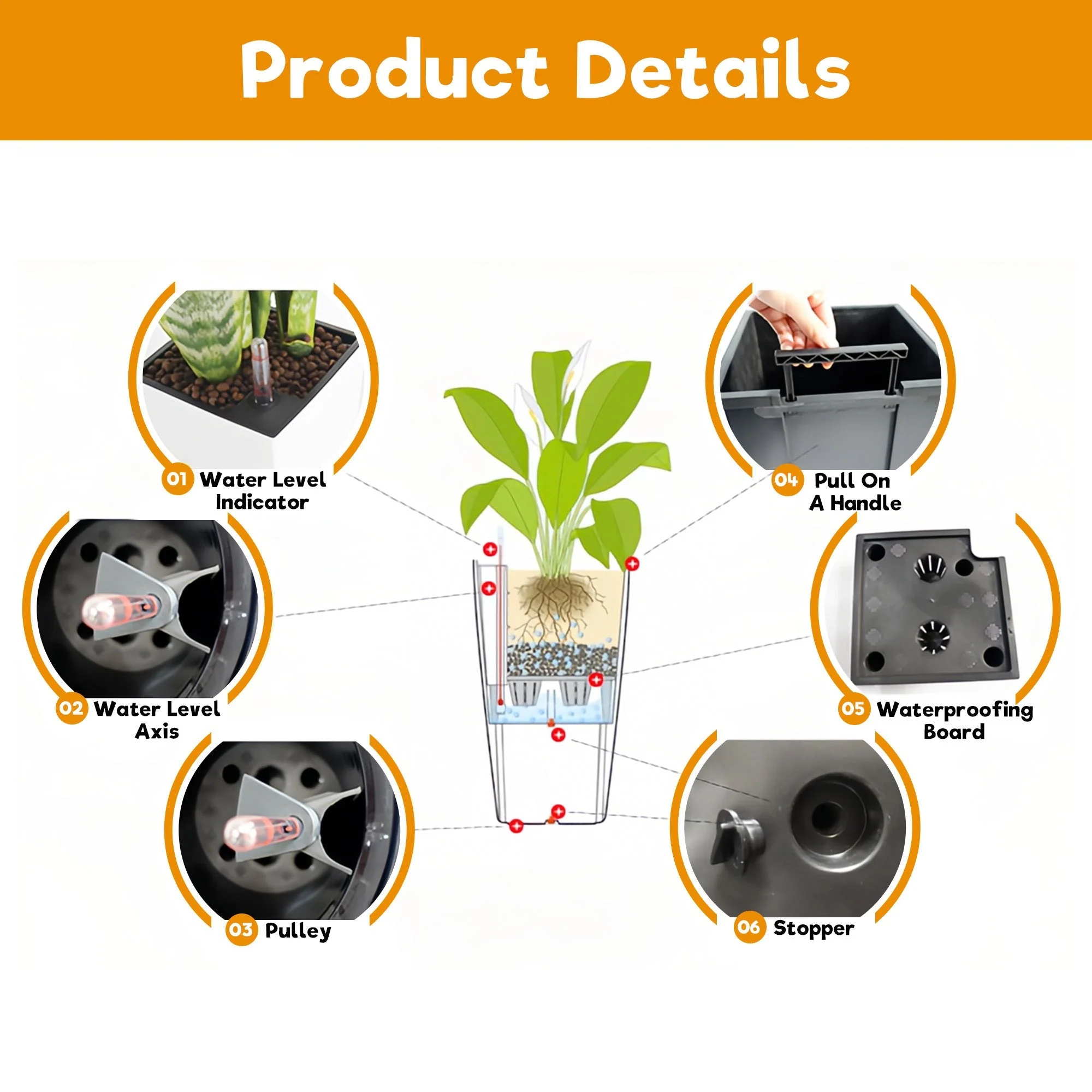 Set of 2 Faux Rattan Tall Planters with Automatic Watering System - Image 6