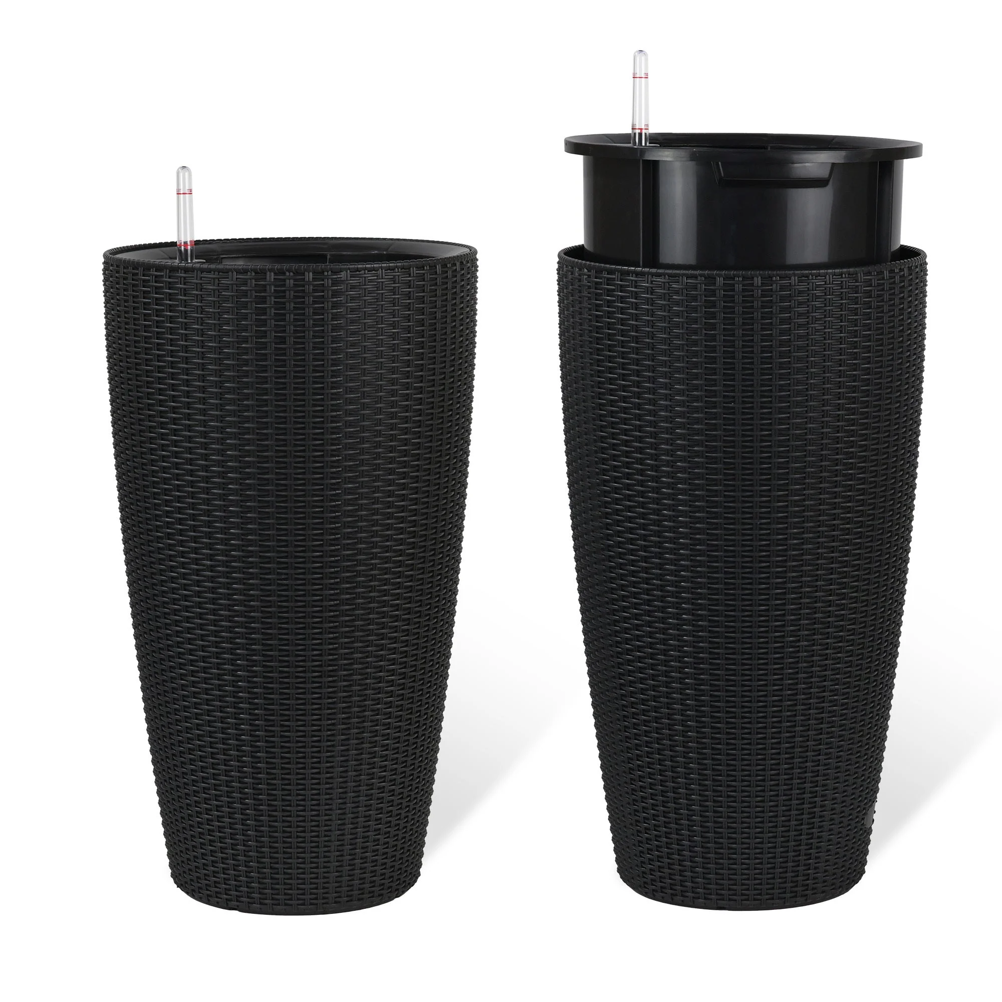 Set of 2 Faux Rattan Tall Planters with Automatic Watering System - Image 11