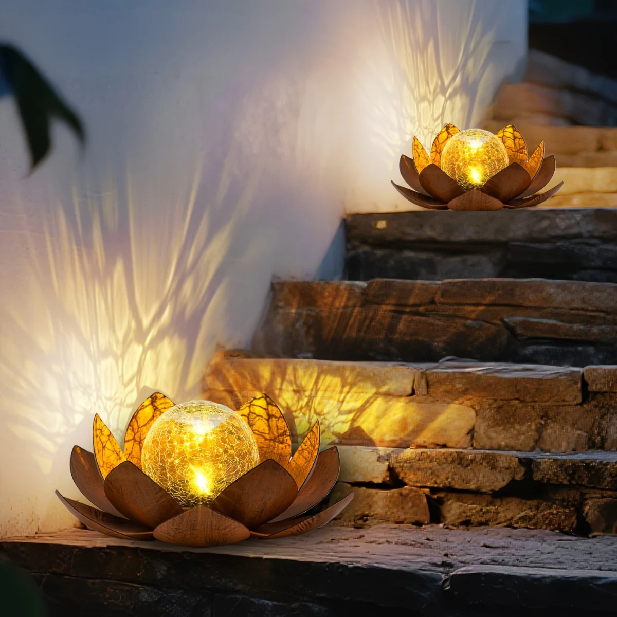 Set of 2 Lotus Solar Garden Lights – Waterproof Cracked Glass Outdoor Decor Lamps - Image 11