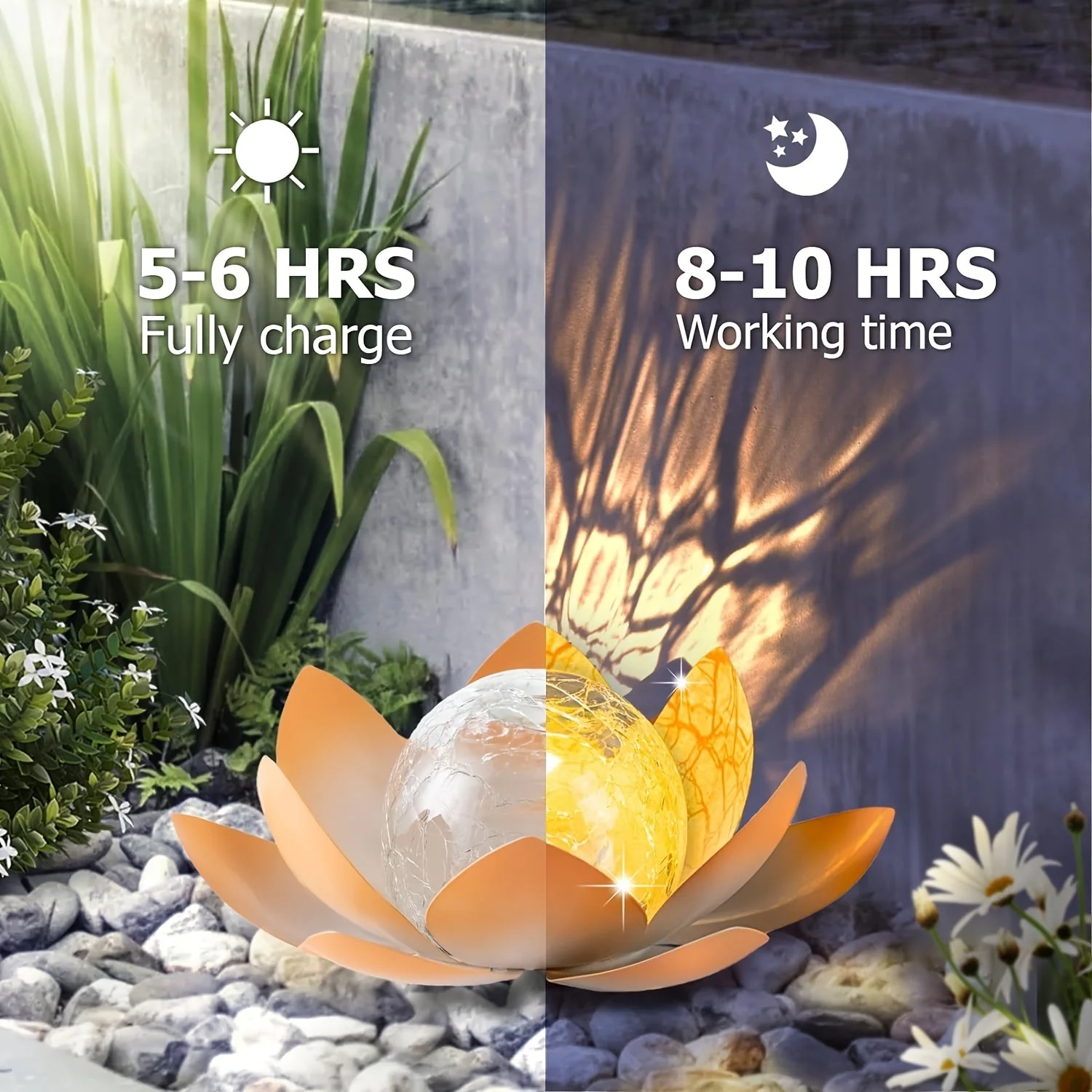 Set of 2 Lotus Solar Garden Lights – Waterproof Cracked Glass Outdoor Decor Lamps - Image 5