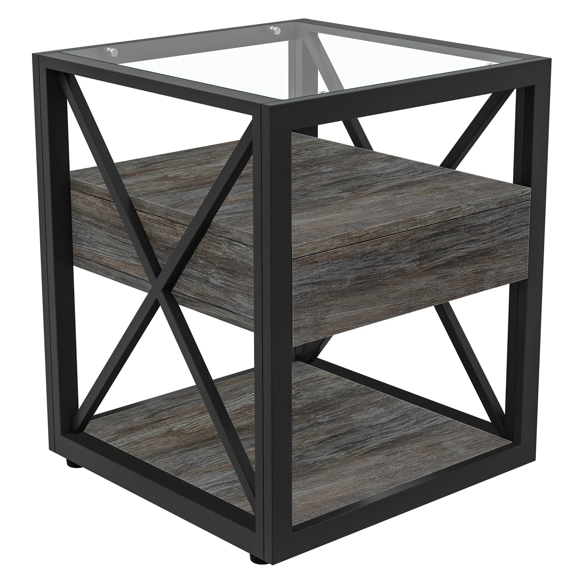 Set of 2 Modern End Tables with Drawer - Nightstand - Image 11