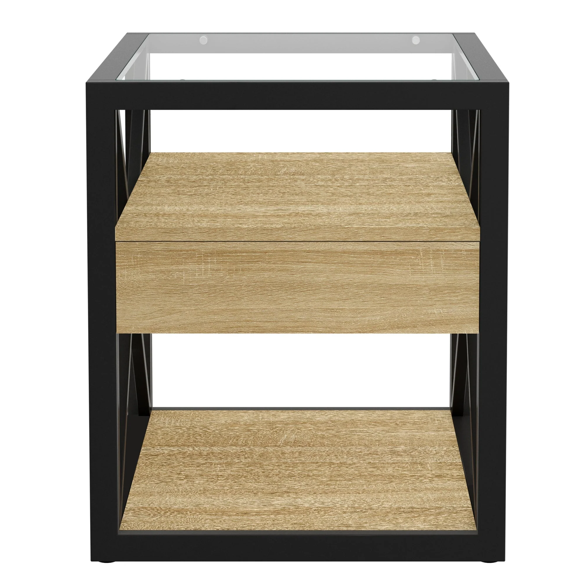 Set of 2 Modern End Tables with Drawer - Nightstands for Bedroom & Living Room - Image 14