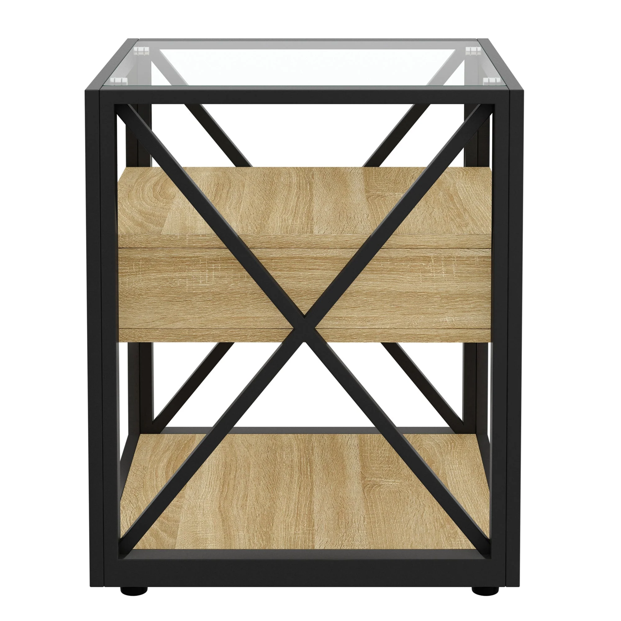 Set of 2 Modern End Tables with Drawer - Nightstands for Bedroom & Living Room - Image 7