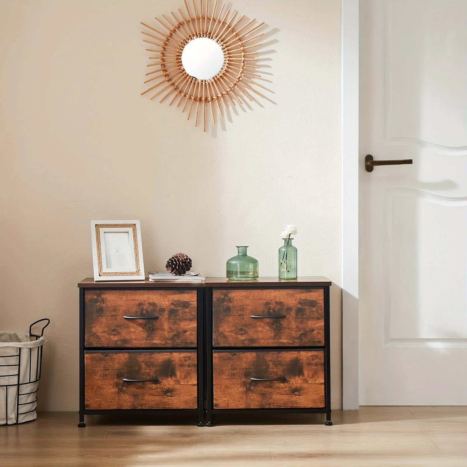 Set of 2 Nightstands with Drawers, Small End Tables with Storage for Bedroom & Office - Image 10