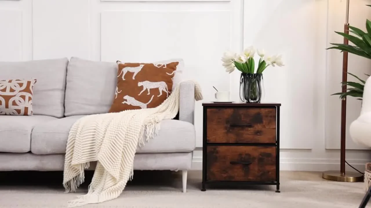 Set of 2 Nightstands with Drawers, Small End Tables with Storage for Bedroom & Office - Image 11