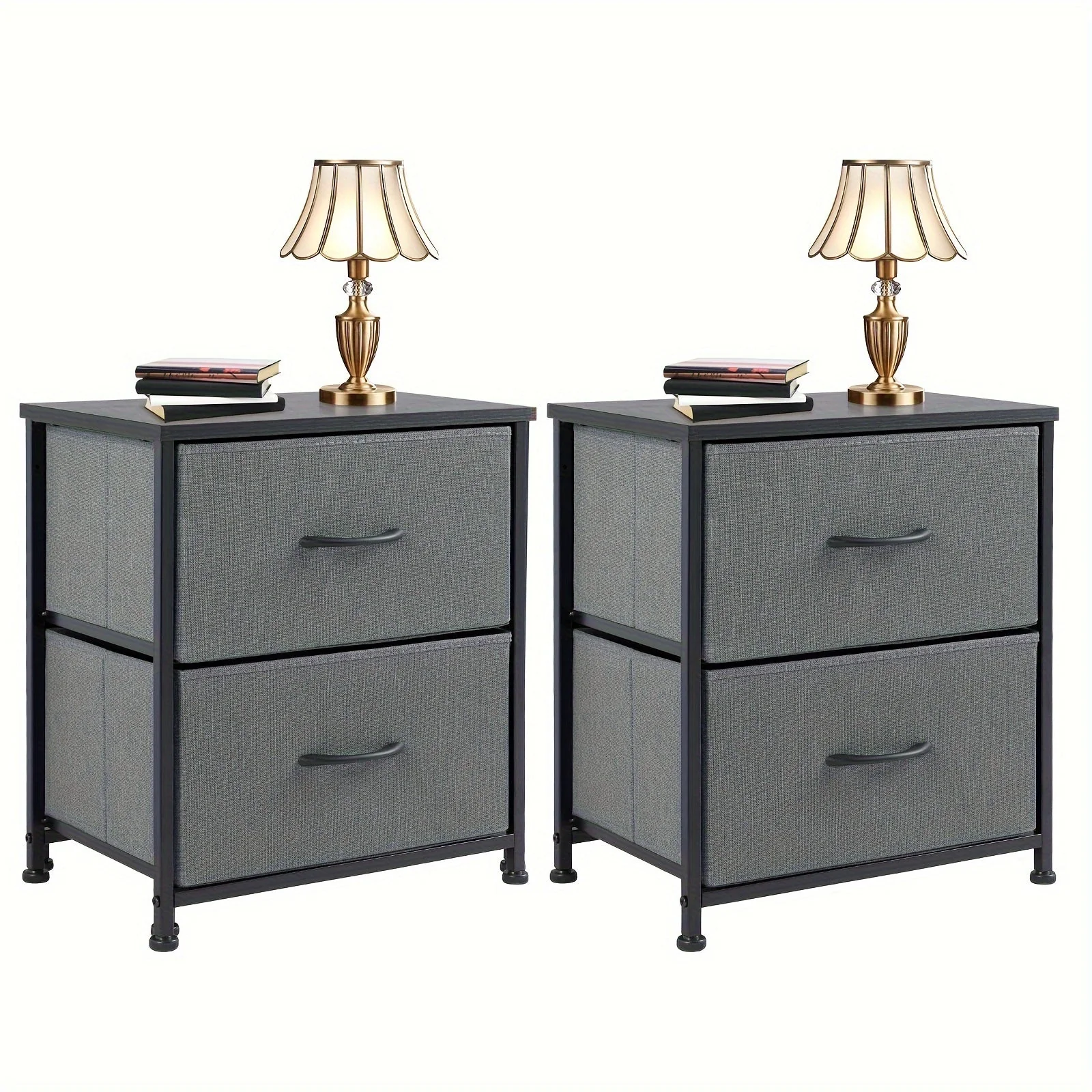 Set of 2 Nightstands with Drawers, Small End Tables with Storage for Bedroom & Office - Image 13