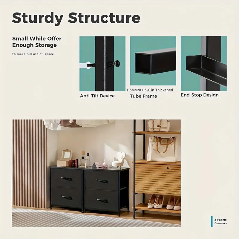 Set of 2 Nightstands with Drawers, Small End Tables with Storage for Bedroom & Office - Image 6