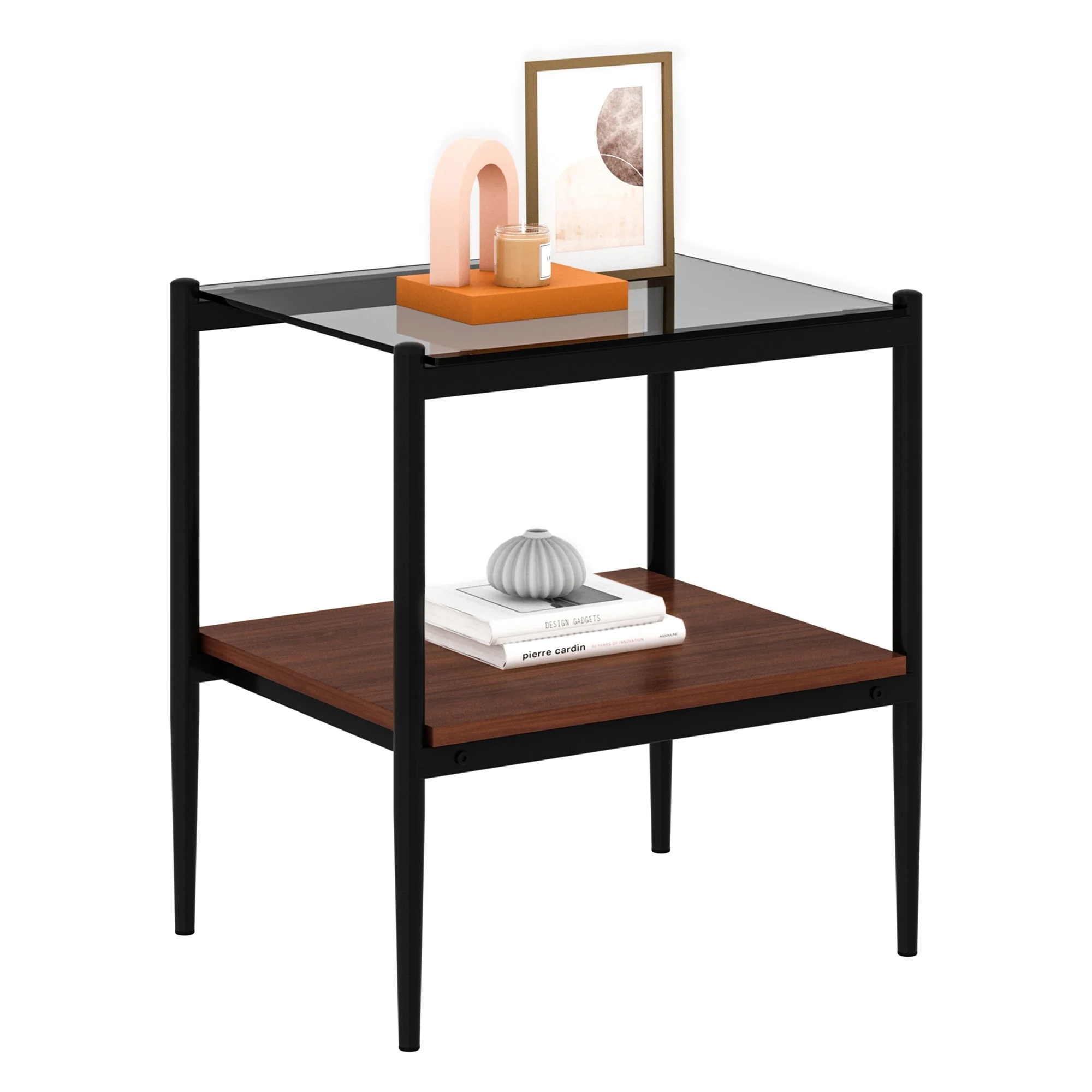 Set of 2 Rectangle End Table Gray Glass - Image 4