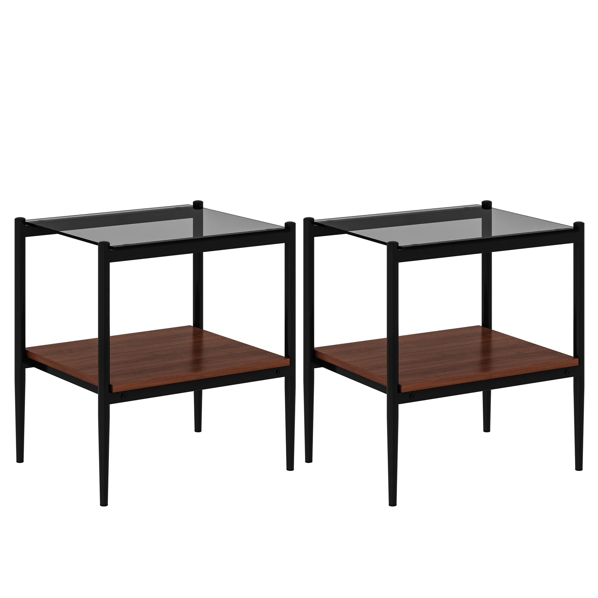 Set of 2 Rectangle End Table Gray Glass - Image 7