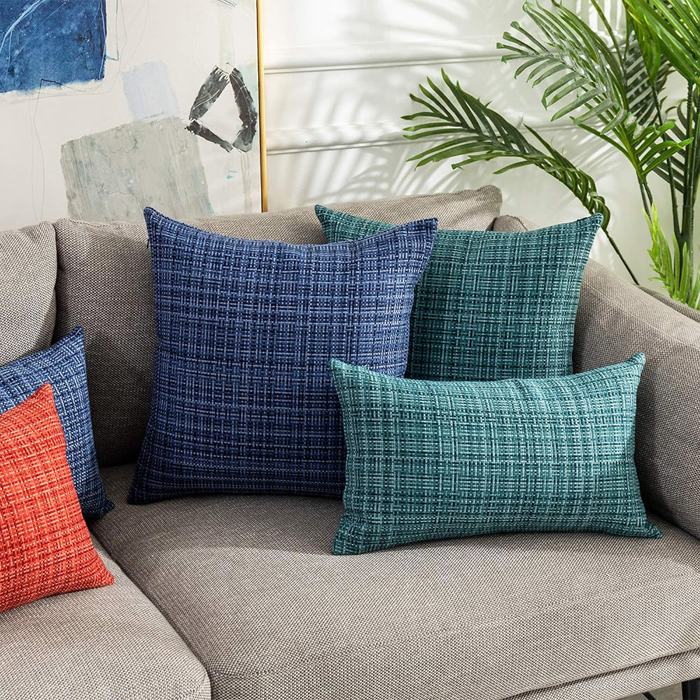 Set of 2 Solid Color Outdoor Waterproof Throw Pillow covers Square 18"x18" or Rectangle 12"x20" - Image 3