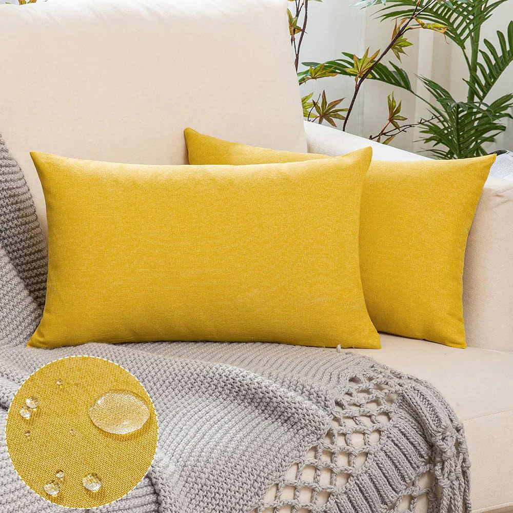 Set of 2 Solid Color Outdoor Waterproof Throw Pillow covers Square 18"x18" or Rectangle 12"x20" - Image 38