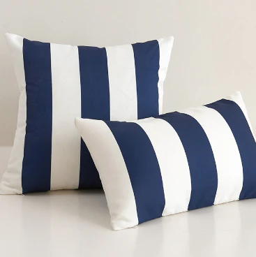 Set of 2 Stripes/Waving Outdoor Waterproof Throw Pillows (With Inserts)  2 sizes - Image 5