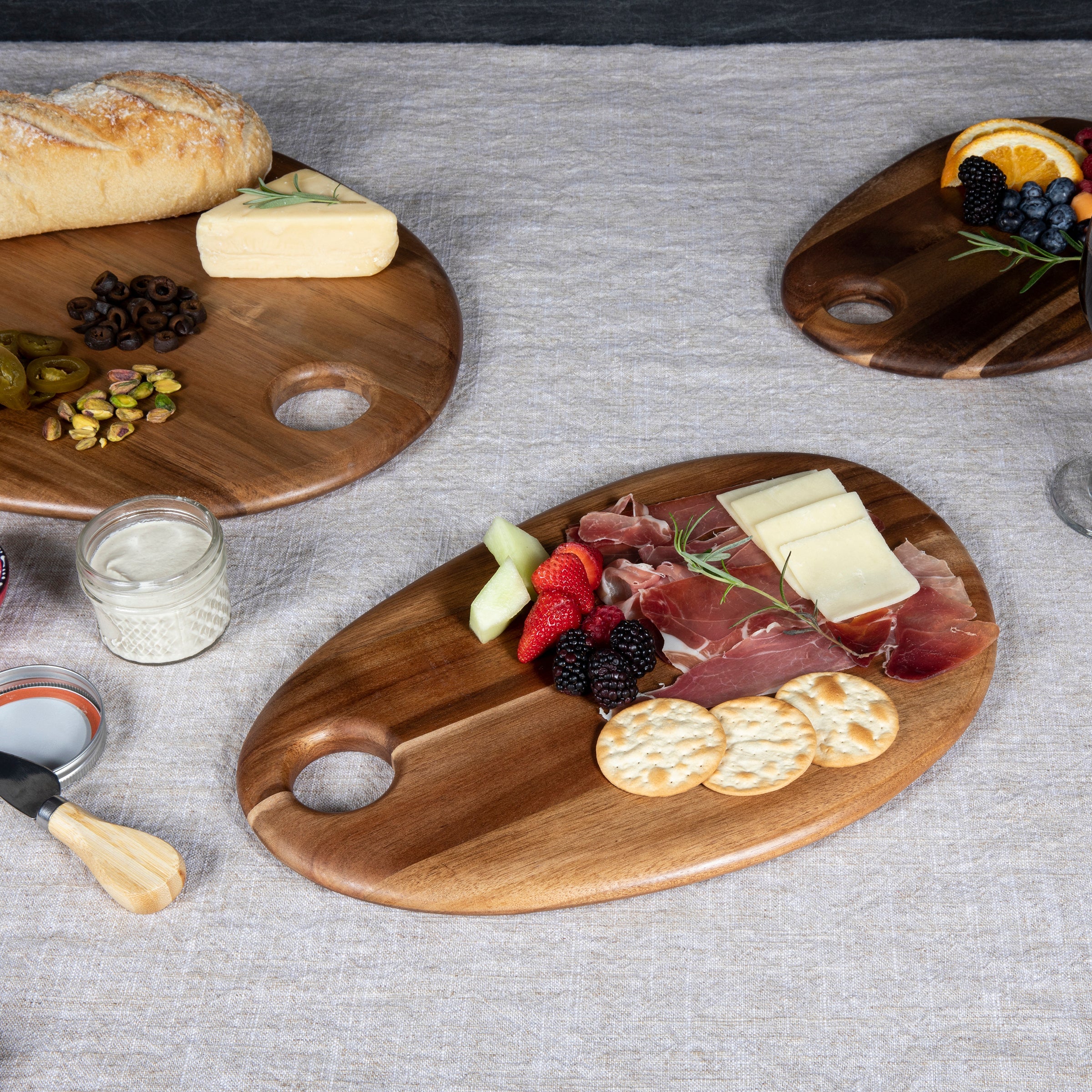 Set of 3 Pebble Shaped Acacia Serving Boards - Image 2