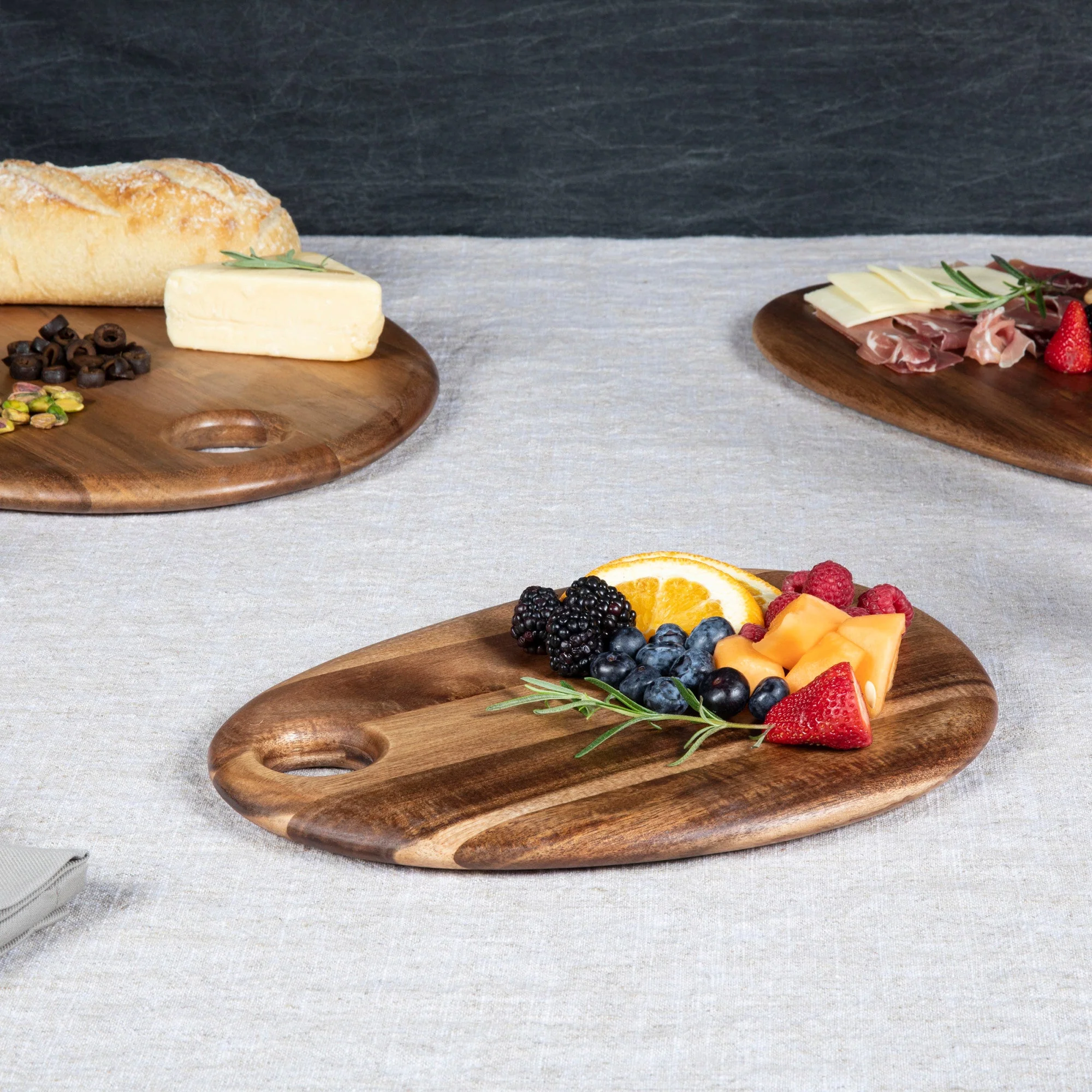 Set of 3 Pebble Shaped Acacia Serving Boards - Image 3