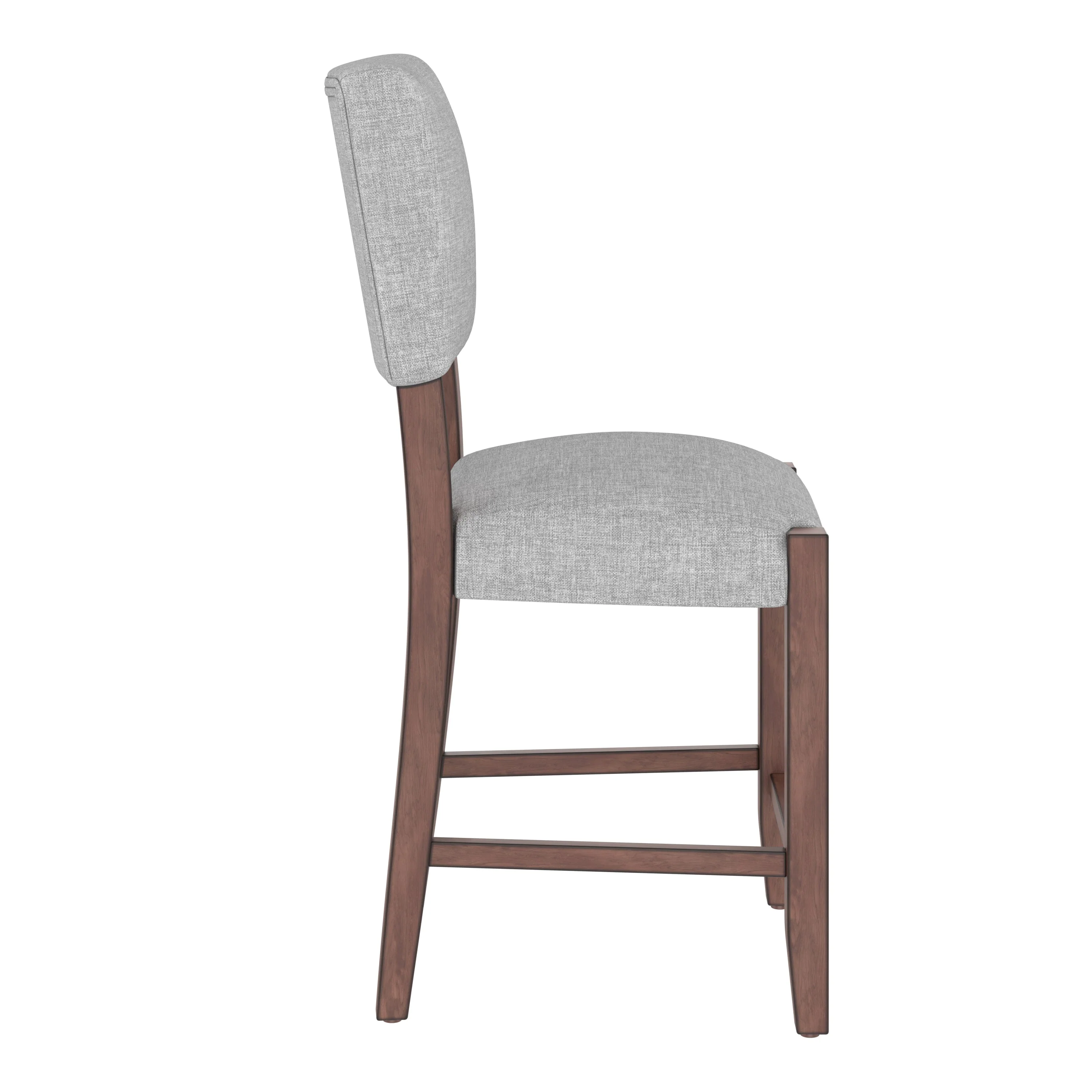Set of 4 Mid-Century Modern Bar Stools, 40 in Linen Upholstered Counter Chairs with Rubber Wood Legs, Gray - Image 10