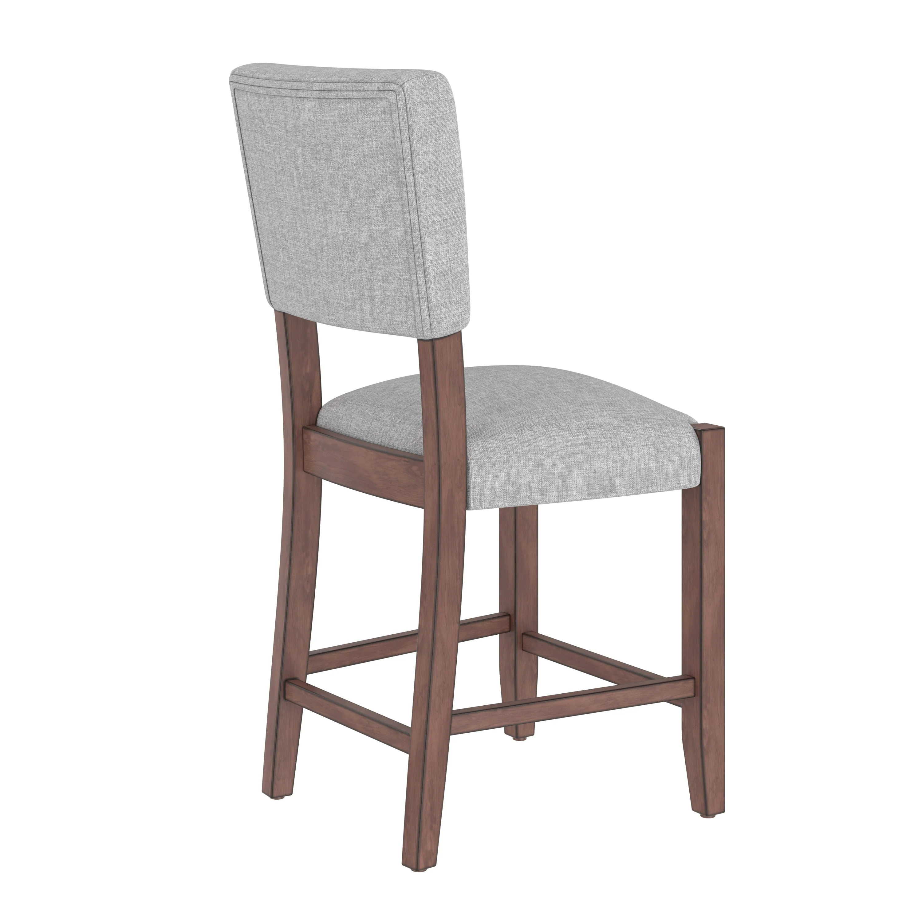 Set of 4 Mid-Century Modern Bar Stools, 40 in Linen Upholstered Counter Chairs with Rubber Wood Legs, Gray - Image 11
