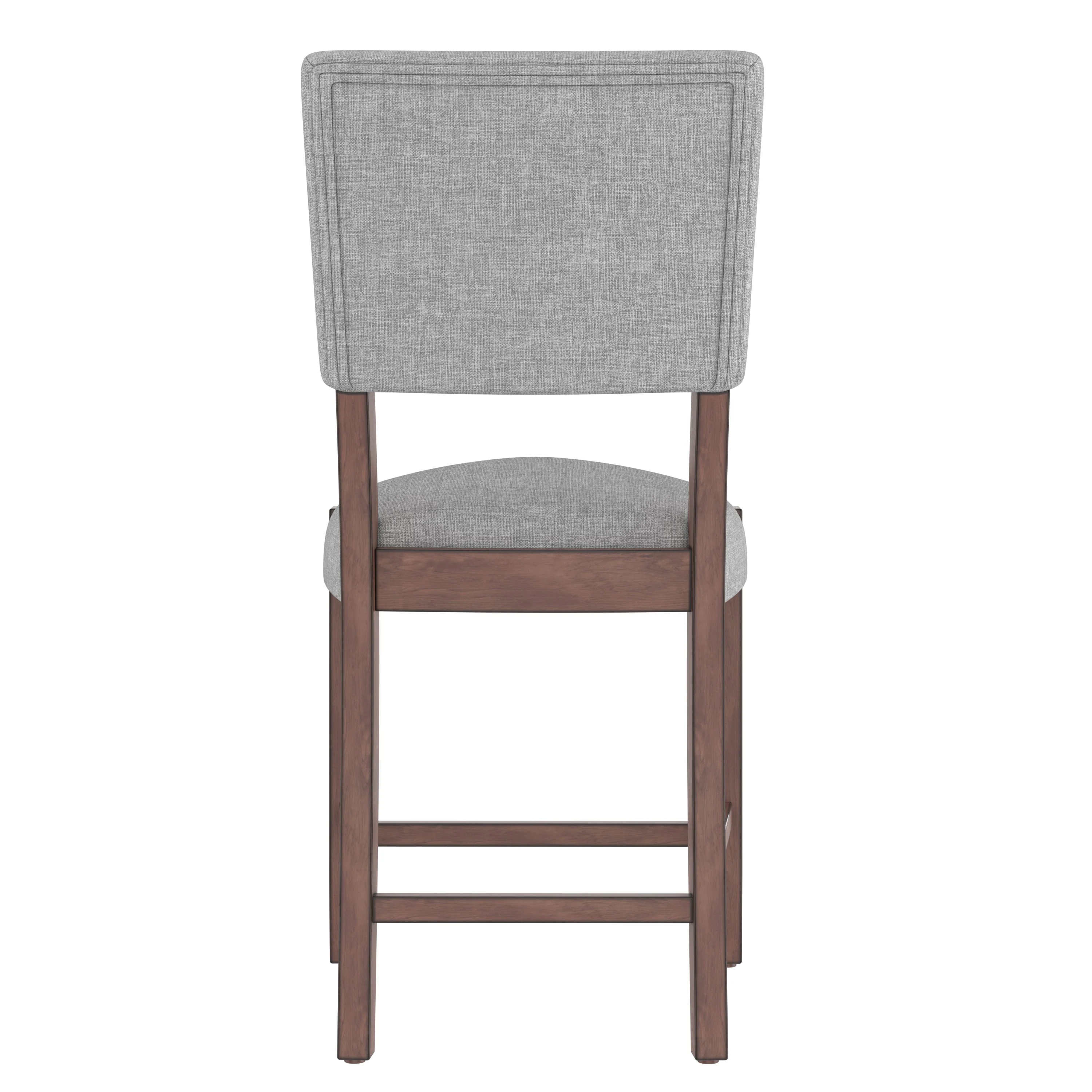 Set of 4 Mid-Century Modern Bar Stools, 40 in Linen Upholstered Counter Chairs with Rubber Wood Legs, Gray - Image 12