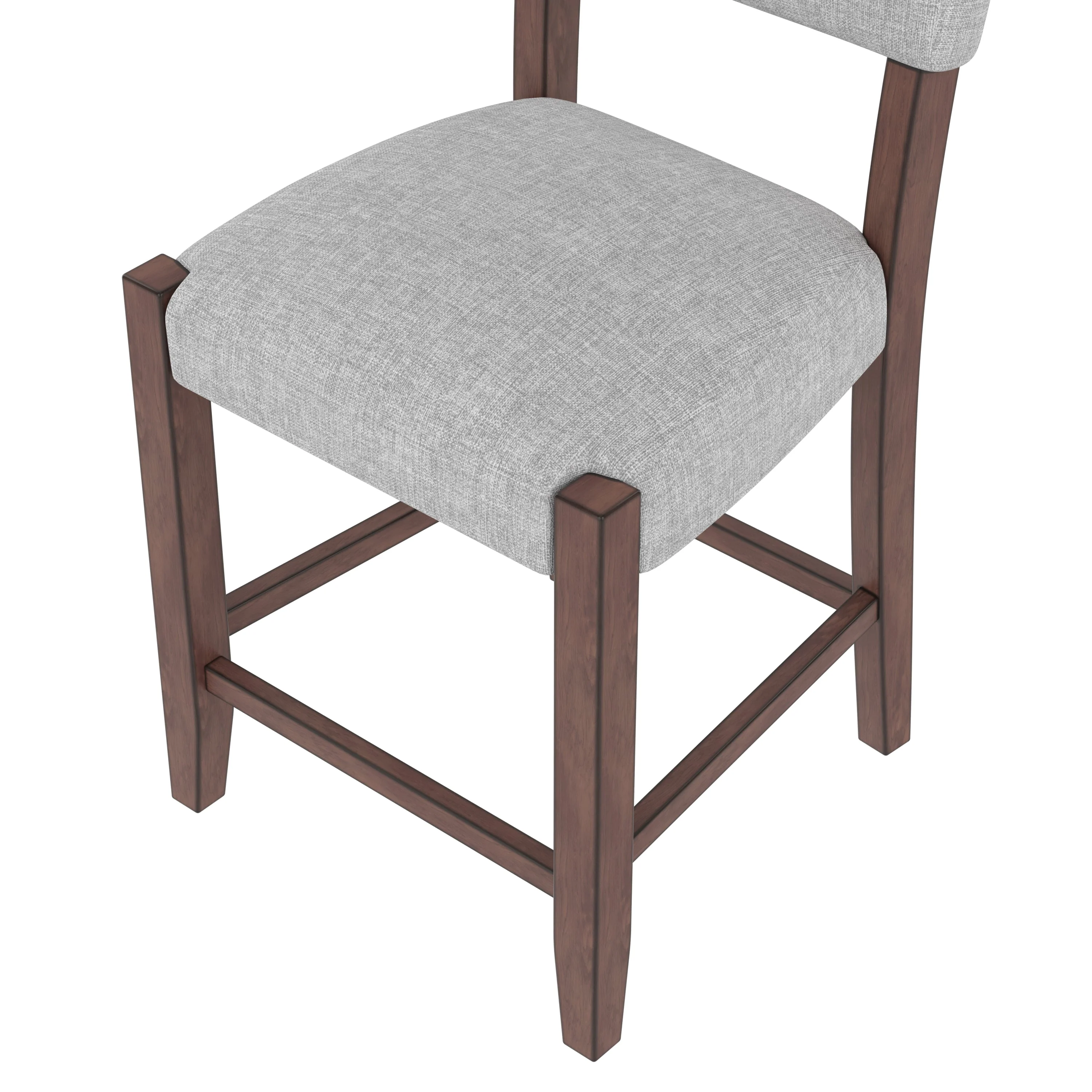 Set of 4 Mid-Century Modern Bar Stools, 40 in Linen Upholstered Counter Chairs with Rubber Wood Legs, Gray - Image 13