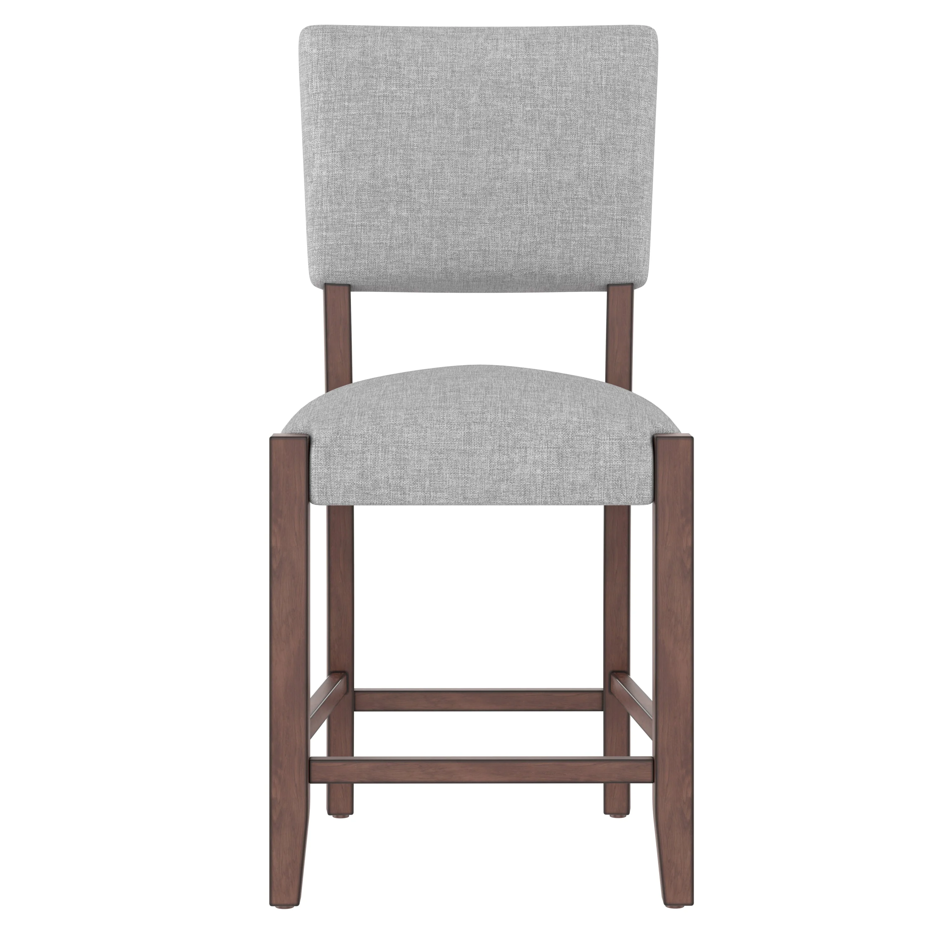Set of 4 Mid-Century Modern Bar Stools, 40 in Linen Upholstered Counter Chairs with Rubber Wood Legs, Gray - Image 9