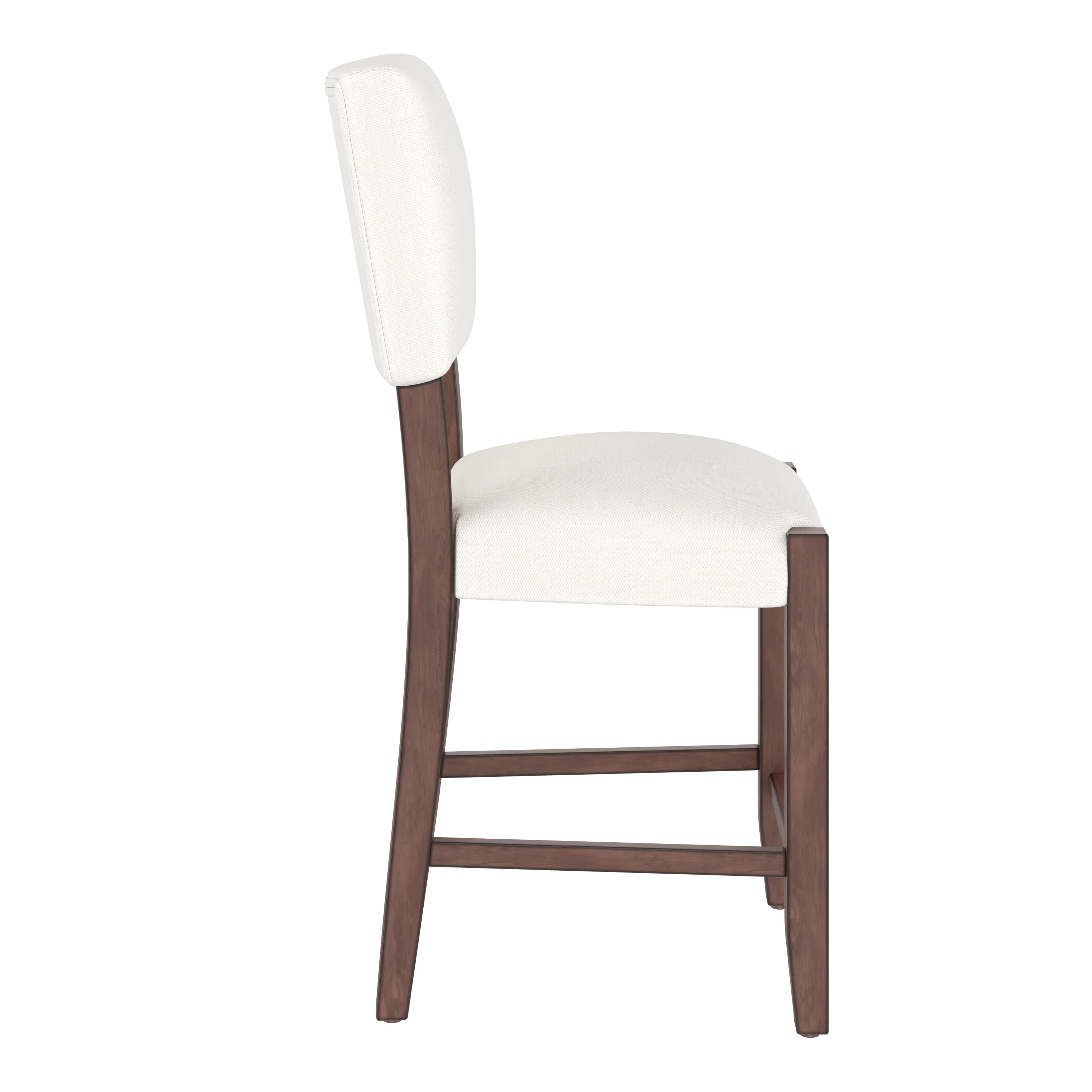 Set of 4 Mid-Century Modern Bar Stools, 40 in Linen Upholstered Counter Chairs with Rubber Wood Legs, Off White - Image 10
