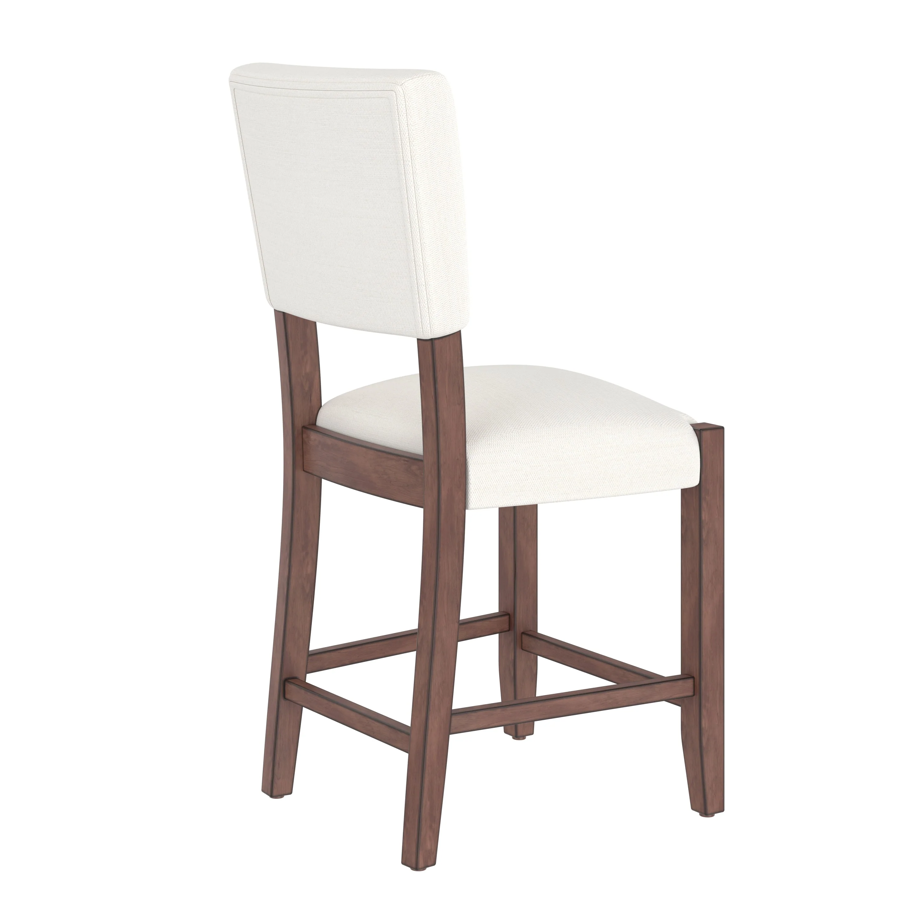 Set of 4 Mid-Century Modern Bar Stools, 40 in Linen Upholstered Counter Chairs with Rubber Wood Legs, Off White - Image 11