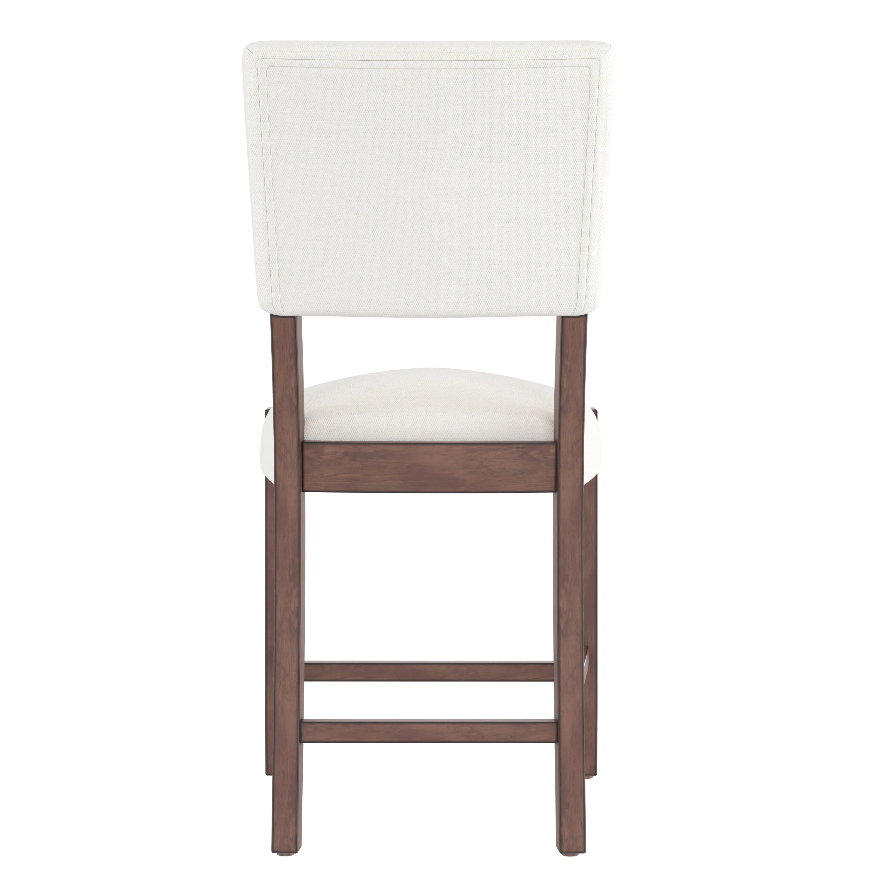 Set of 4 Mid-Century Modern Bar Stools, 40 in Linen Upholstered Counter Chairs with Rubber Wood Legs, Off White - Image 12
