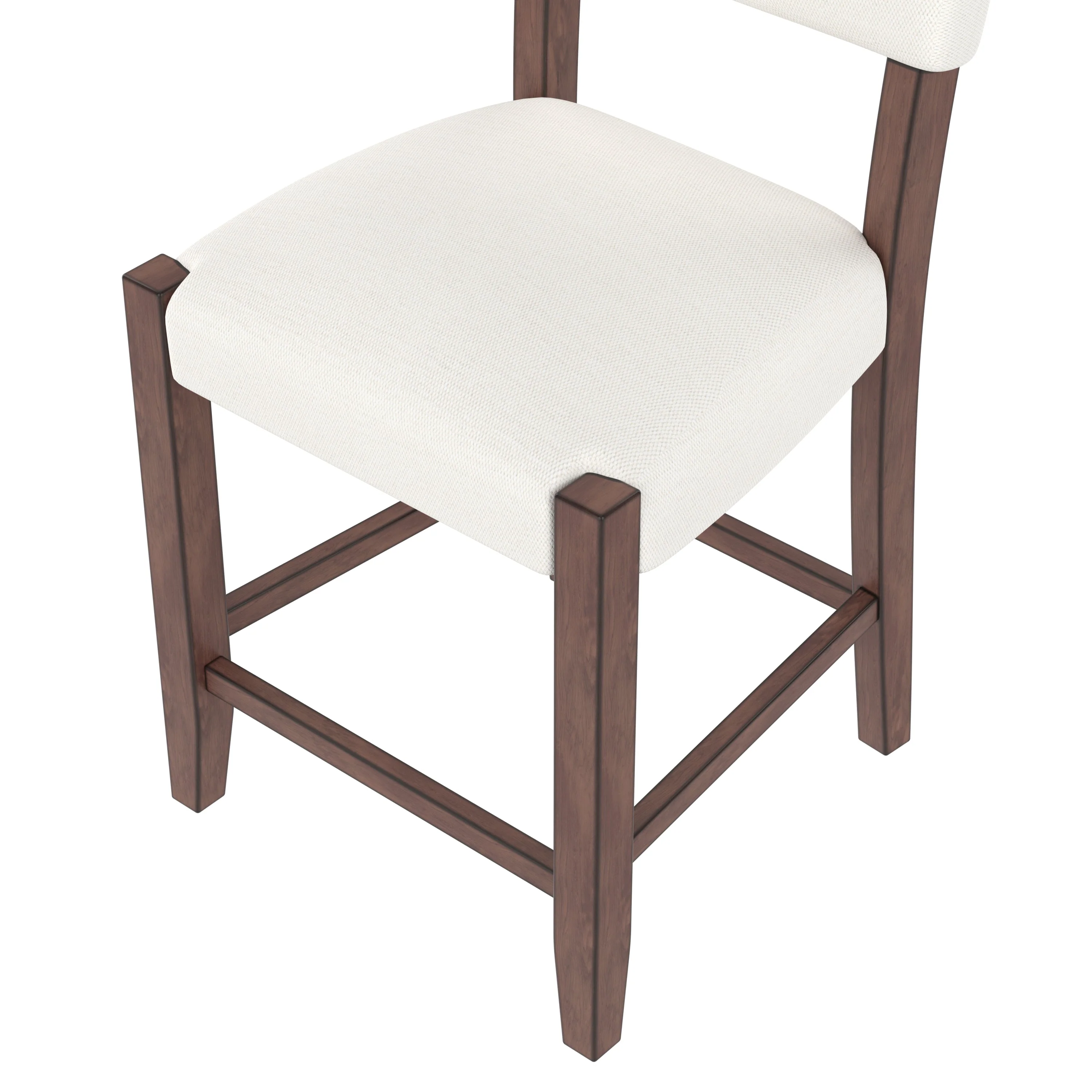 Set of 4 Mid-Century Modern Bar Stools, 40 in Linen Upholstered Counter Chairs with Rubber Wood Legs, Off White - Image 13