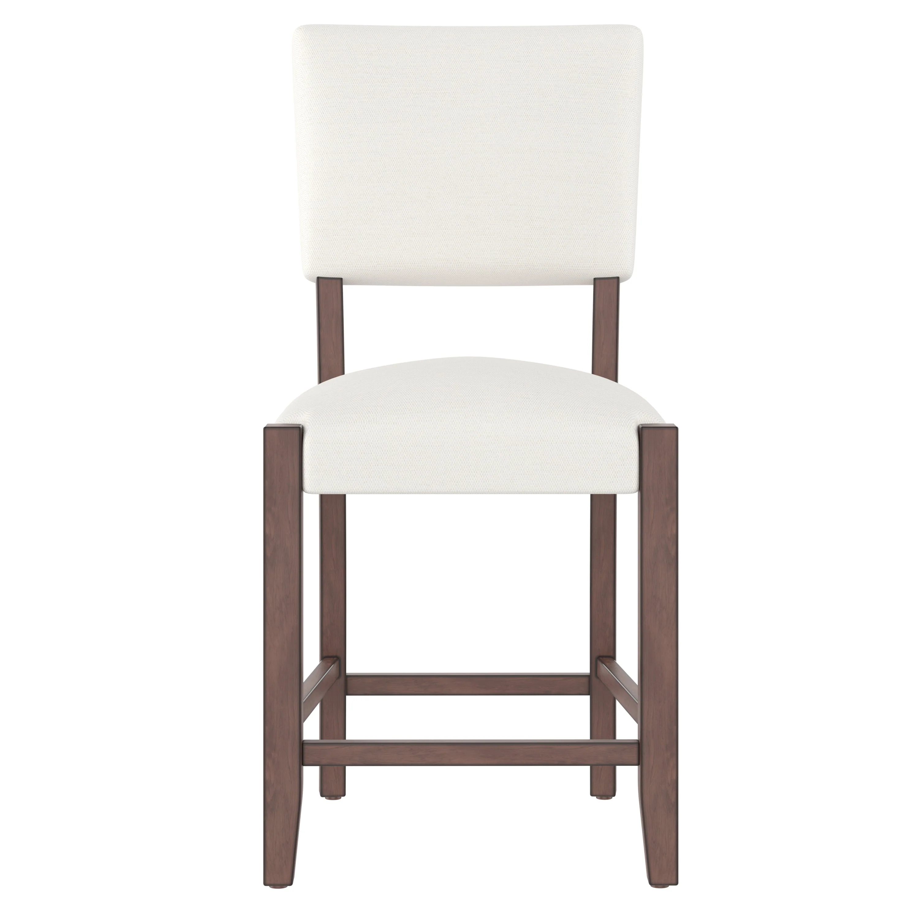 Set of 4 Mid-Century Modern Bar Stools, 40 in Linen Upholstered Counter Chairs with Rubber Wood Legs, Off White - Image 9