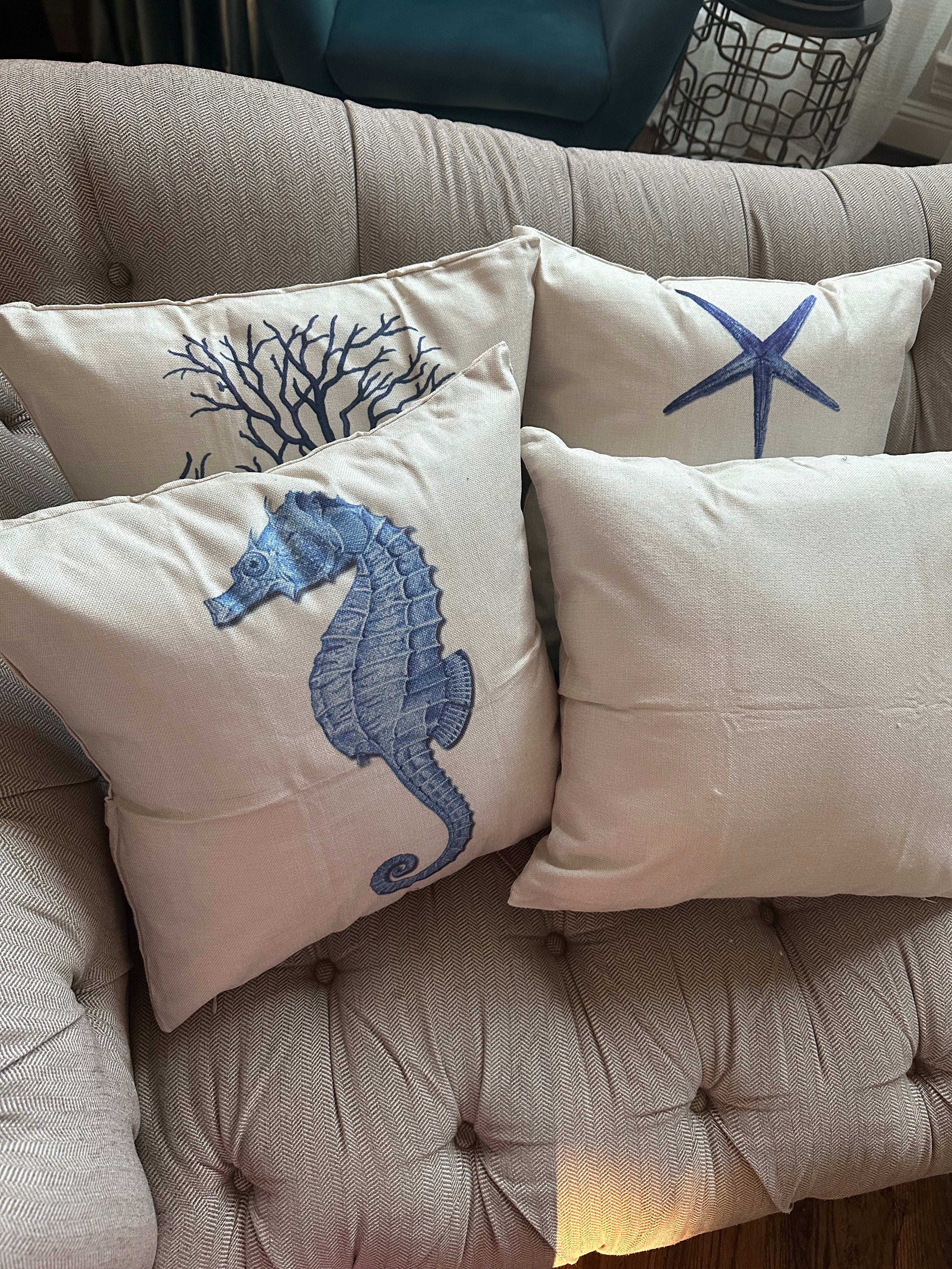 Set of 4 Square Cloth Throw Pillow covers Ocean themes 18"x18" - Image 8