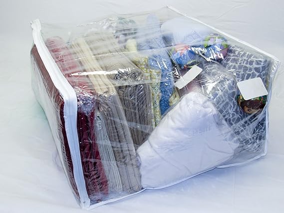 Set of 5 Clear Vinyl Zippered Storage Bags 25x21x11 Inch - Image 4
