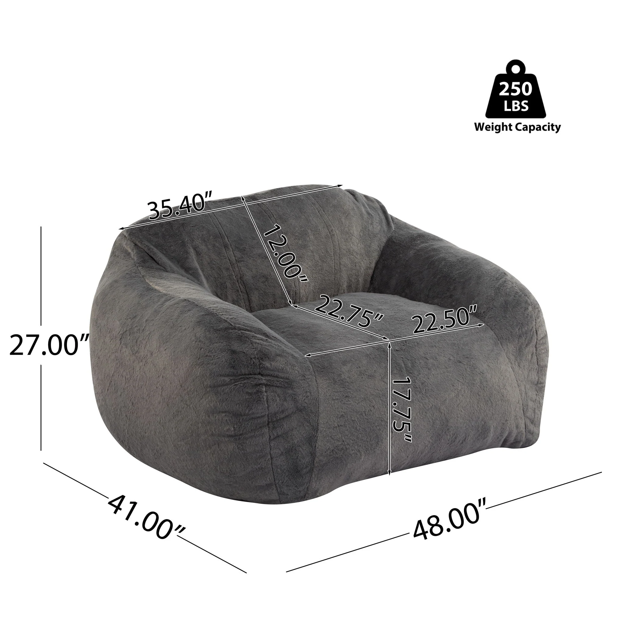Sezze - Indoor Bean Bag Chair - Gray - Image 2