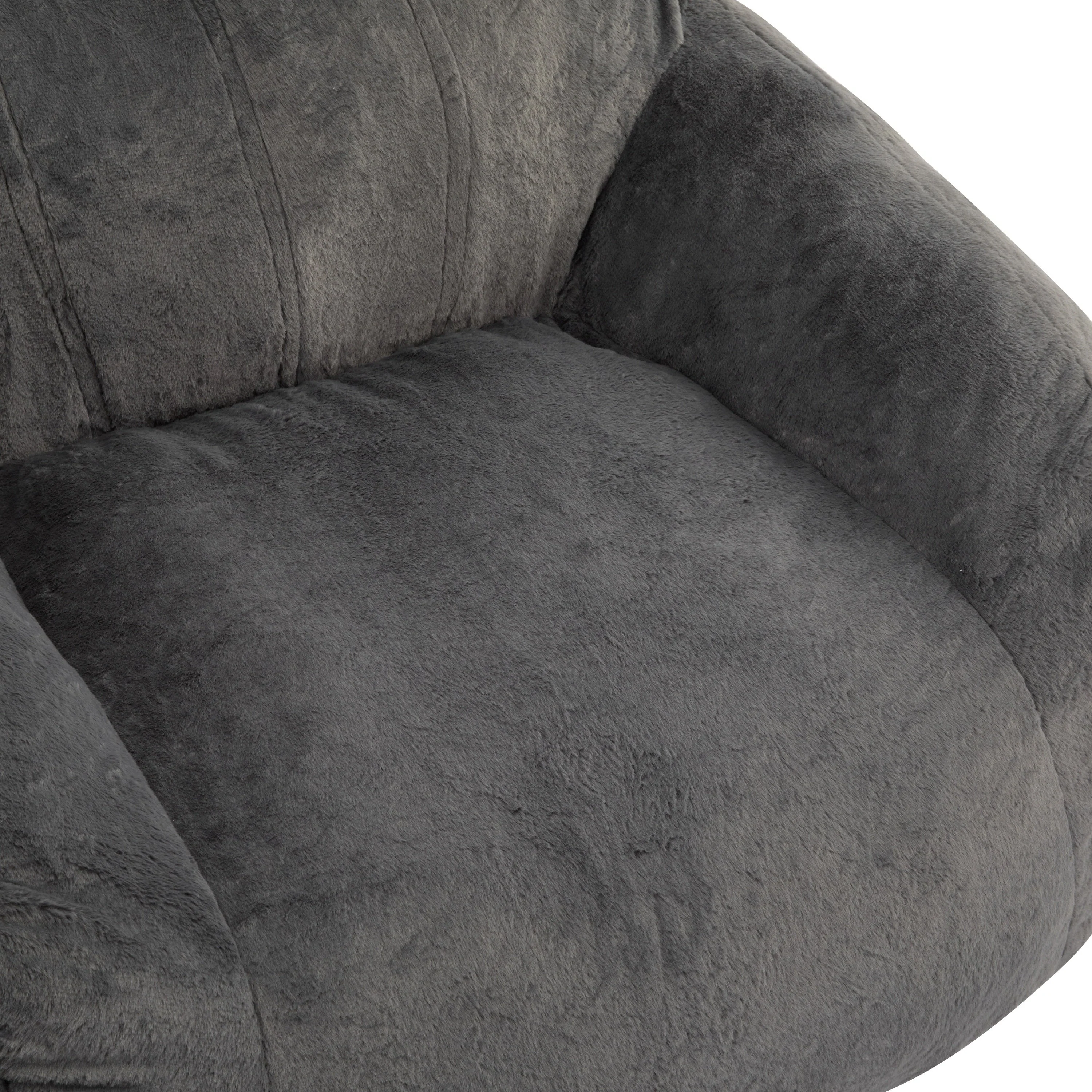 Sezze Indoor Bean Bag Chair with Gray Faux Fur - Image 6