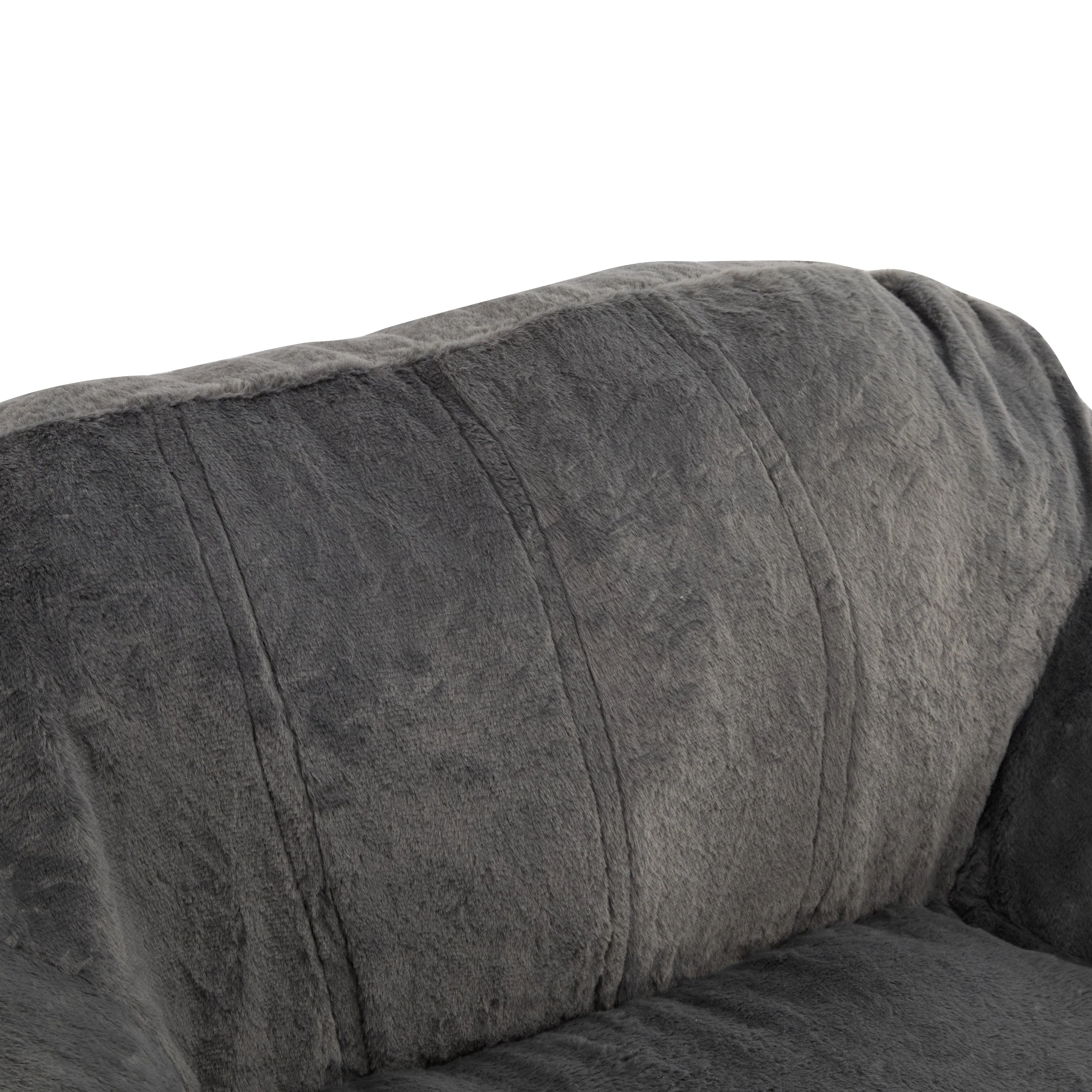 Sezze Indoor Bean Bag Chair with Gray Faux Fur - Image 7