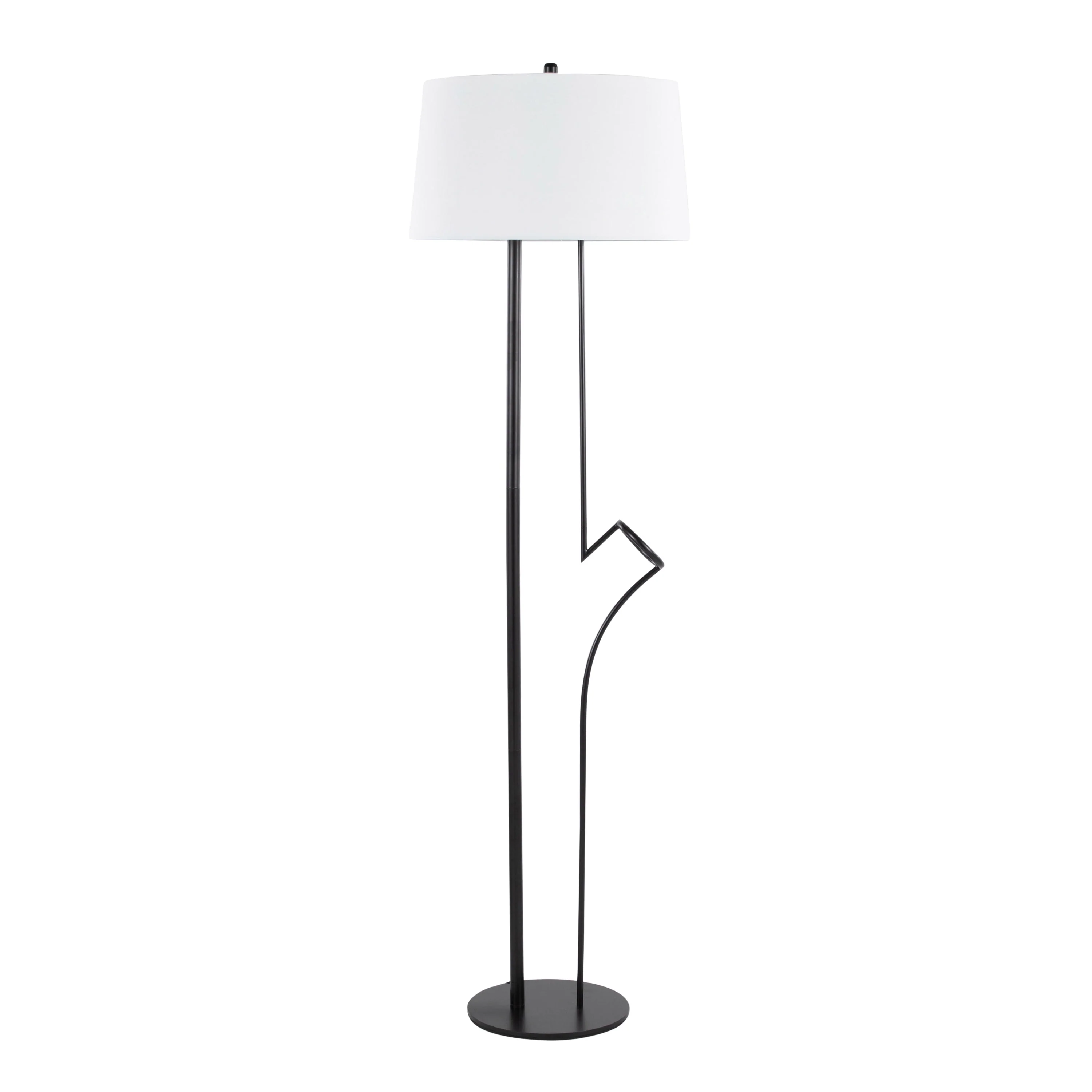Shadow Contemporary Floor Lamp in Black Steel with White Linen Shade - Image 3