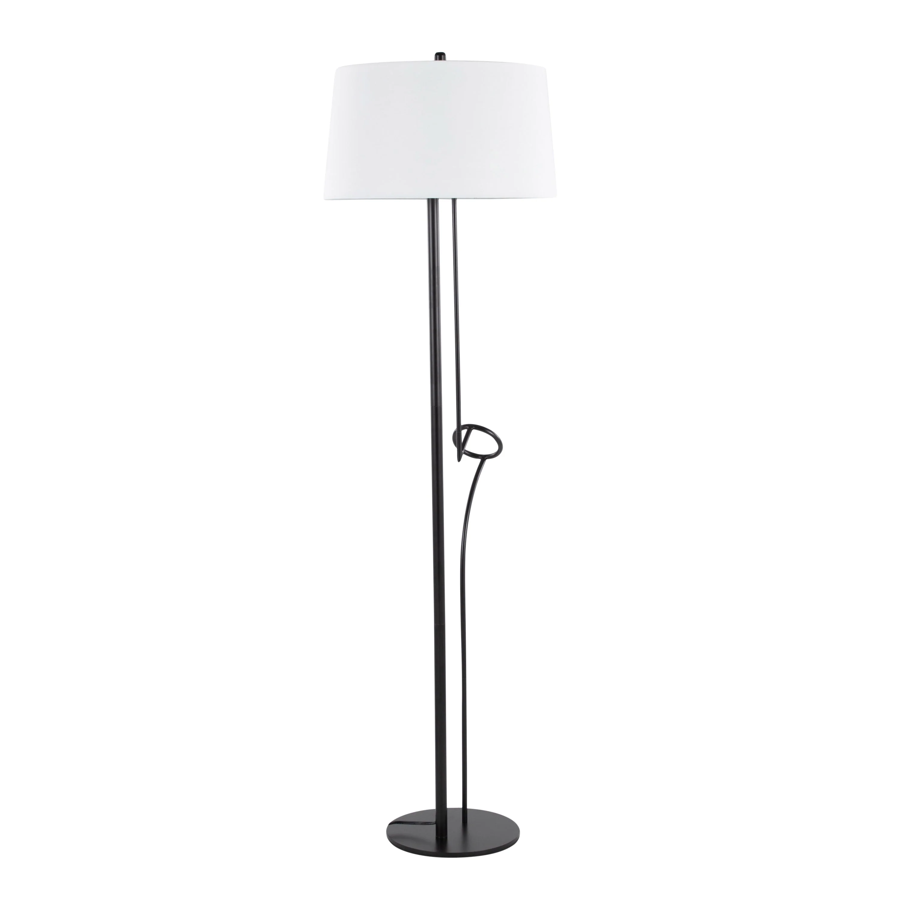Shadow Contemporary Floor Lamp in Black Steel with White Linen Shade - Image 4