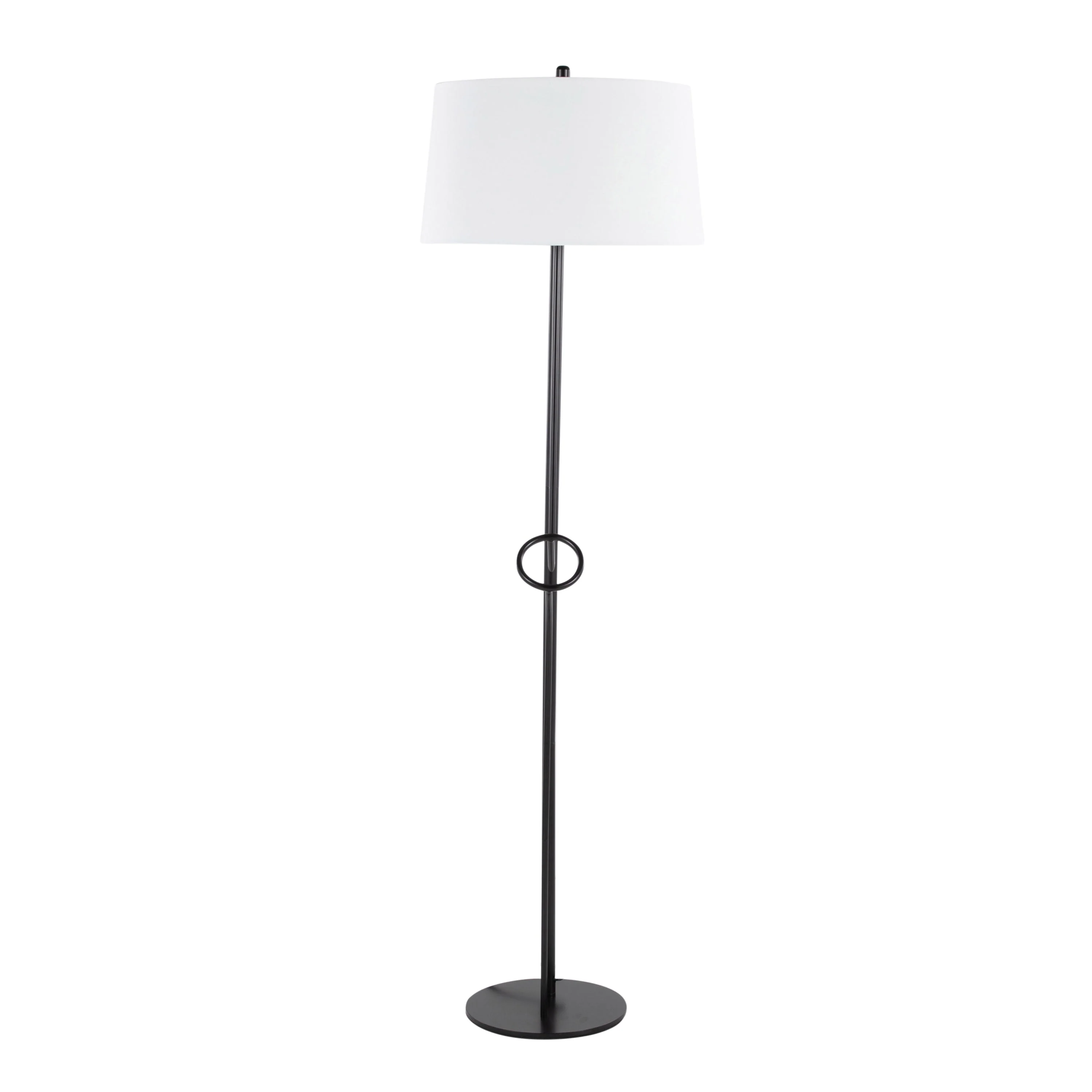 Shadow Contemporary Floor Lamp in Black Steel with White Linen Shade - Image 5
