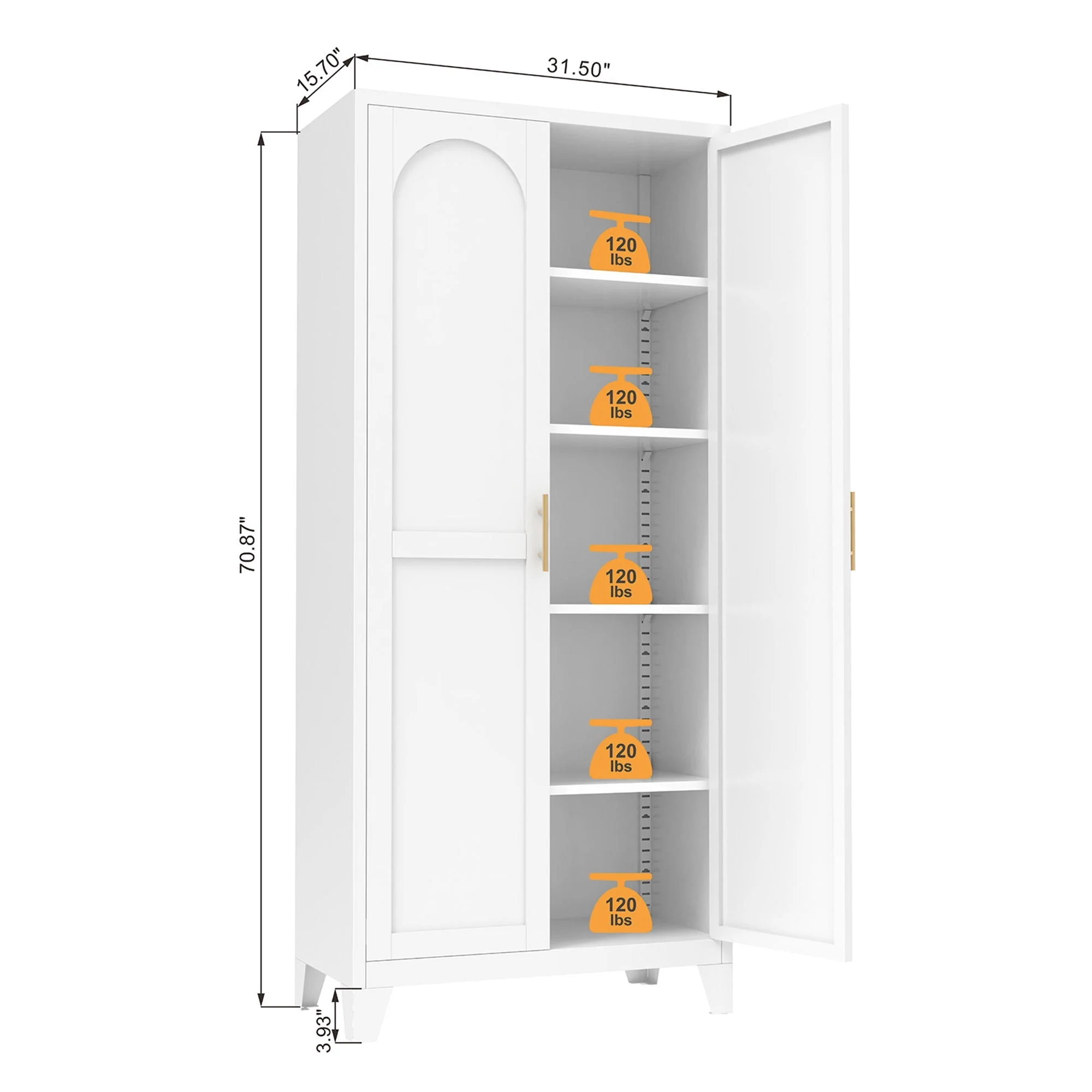 Shapely Doors Cabinet, Metal Storage Cabinet With Doors And Adjustable Shelves - Image 10