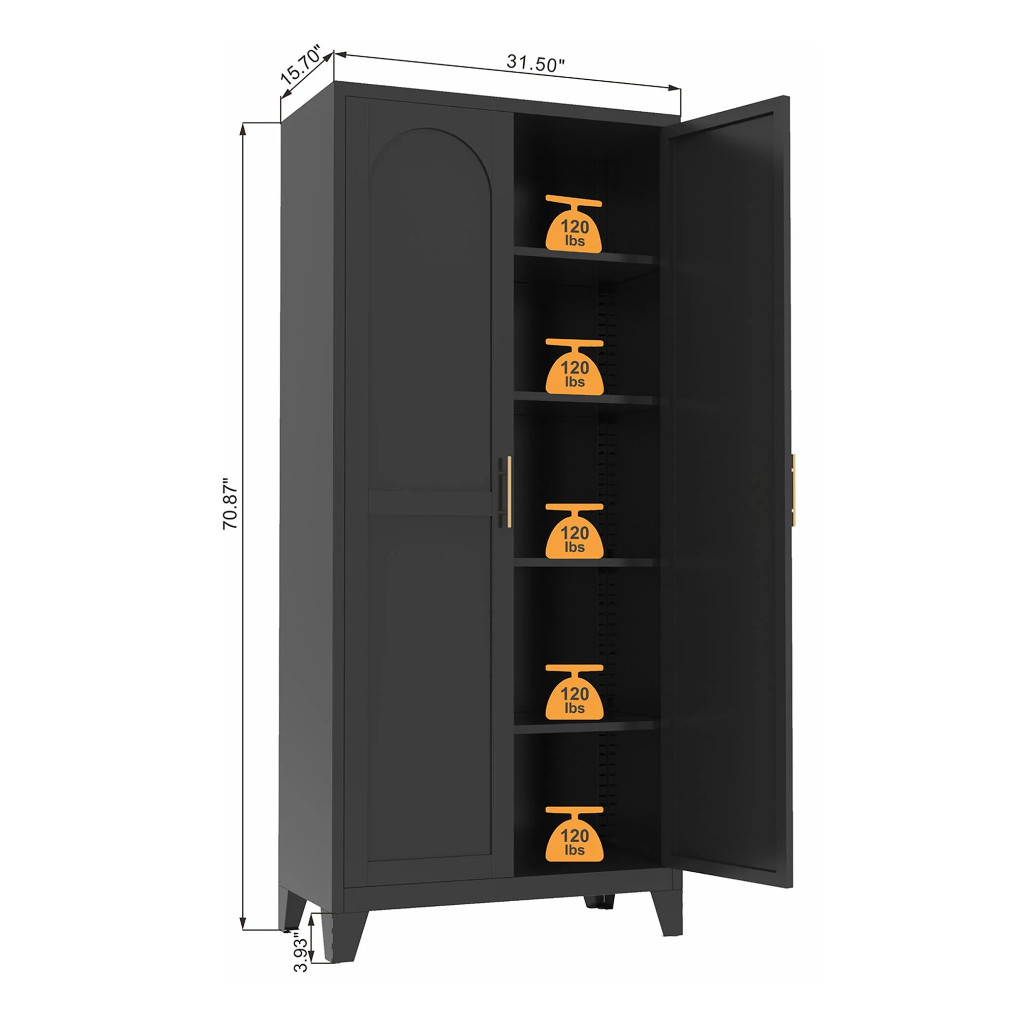 Shapely Doors Cabinet, Metal Storage Cabinet With Doors And Adjustable Shelves - Image 12