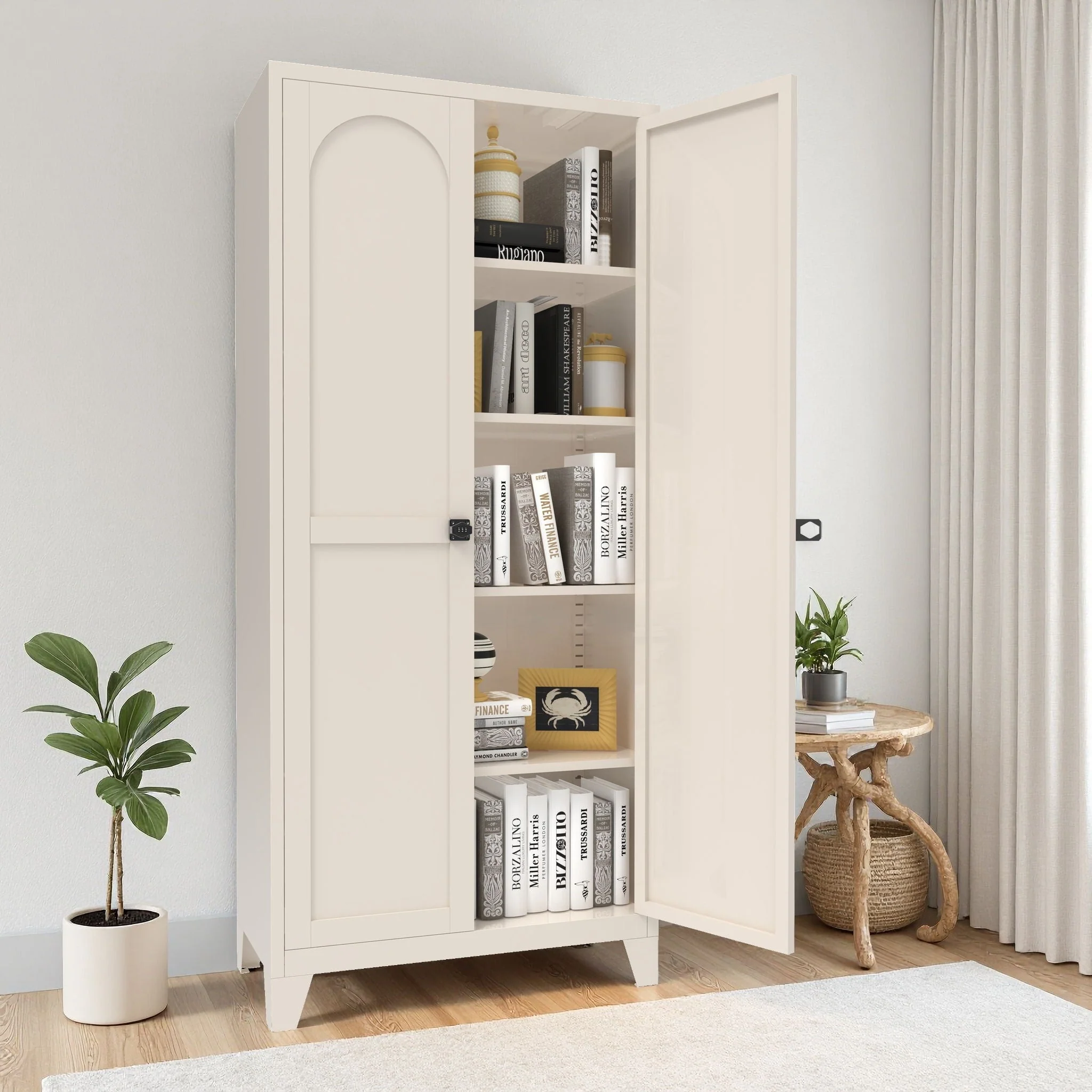 Shapely Doors Cabinet, Metal Storage Cabinet With Doors And Adjustable Shelves - Image 5