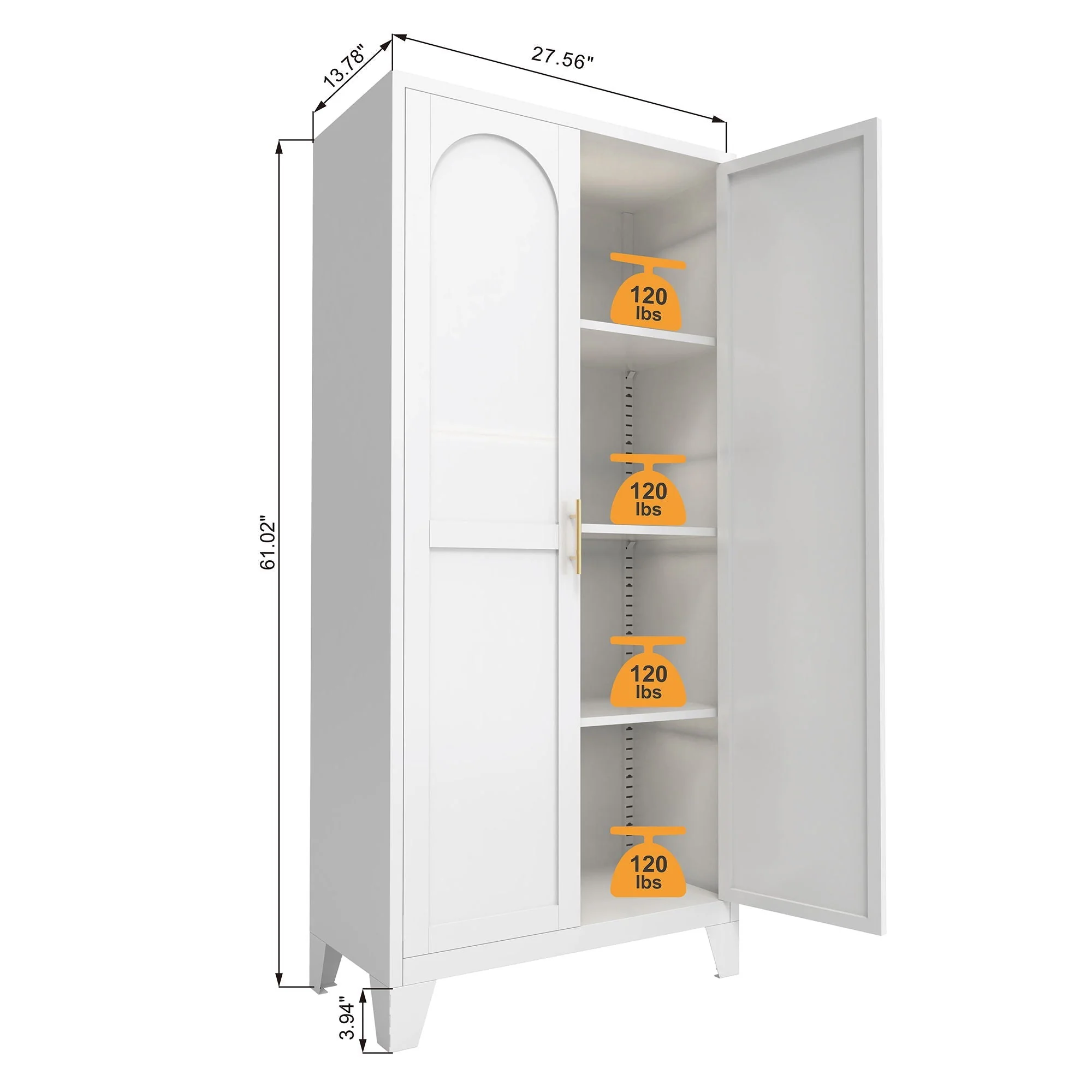 Shapely Doors Cabinet, Metal Storage Cabinet With Doors And Adjustable Shelves - Image 6