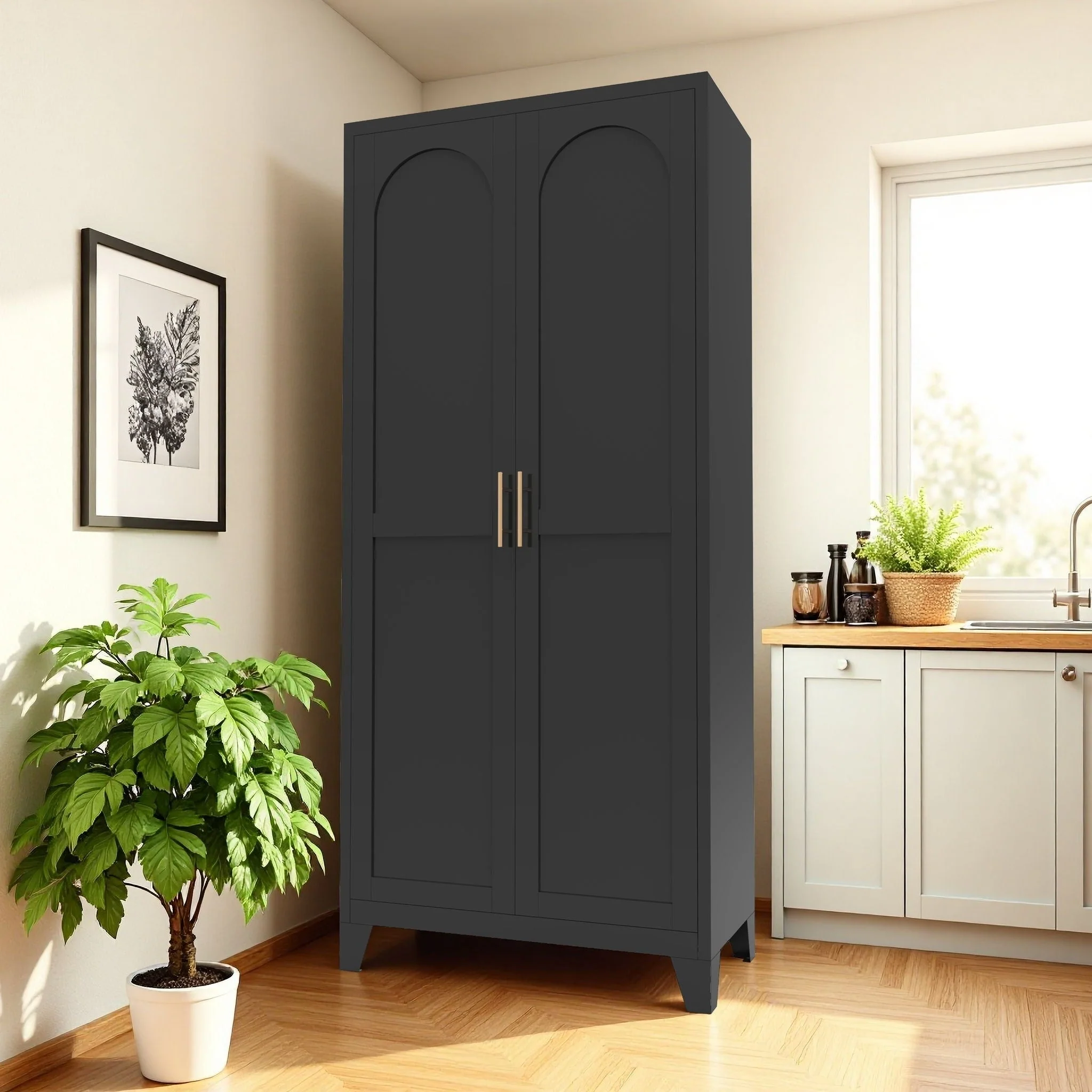 Shapely Doors Cabinet, Metal Storage Cabinet With Doors And Adjustable Shelves - Image 7