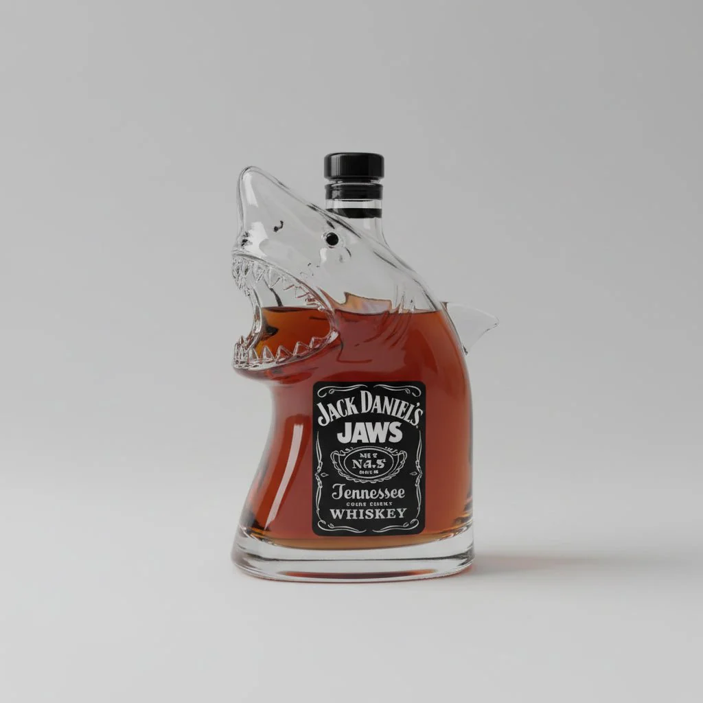 Shark Head Glass Bottle Collectible Whiskey Decanter Movie Memorabilia - Image 2
