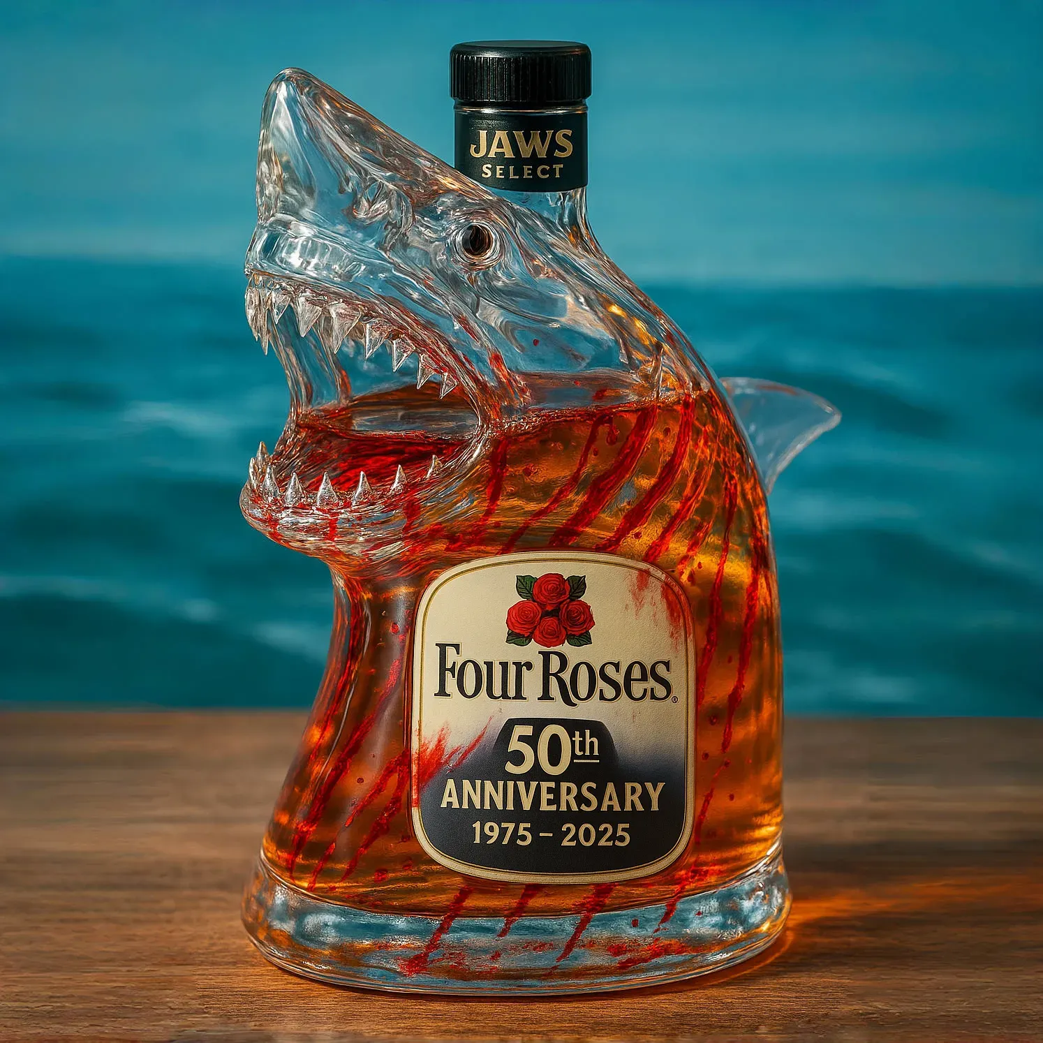 Shark Head Glass Bottle Collectible Whiskey Decanter Movie Memorabilia - Image 3