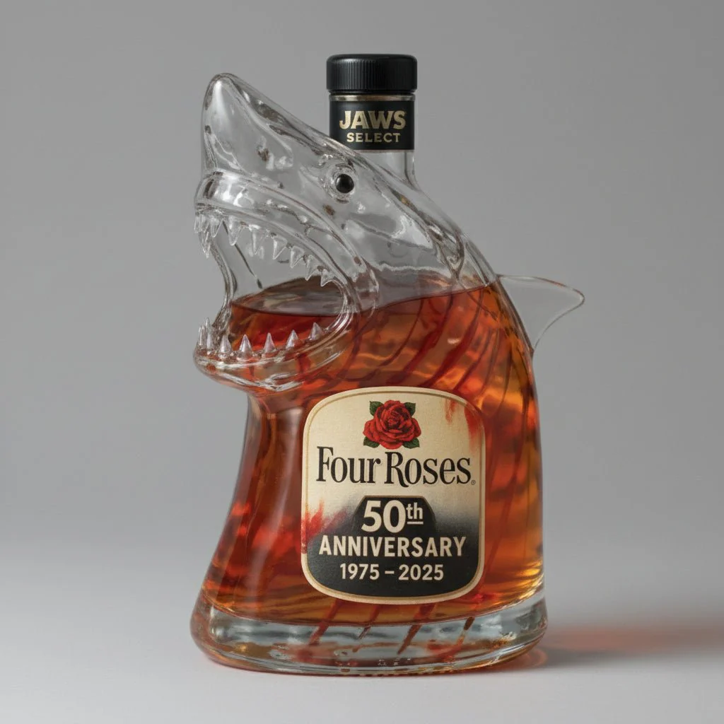 Shark Head Glass Bottle Collectible Whiskey Decanter Movie Memorabilia - Image 4