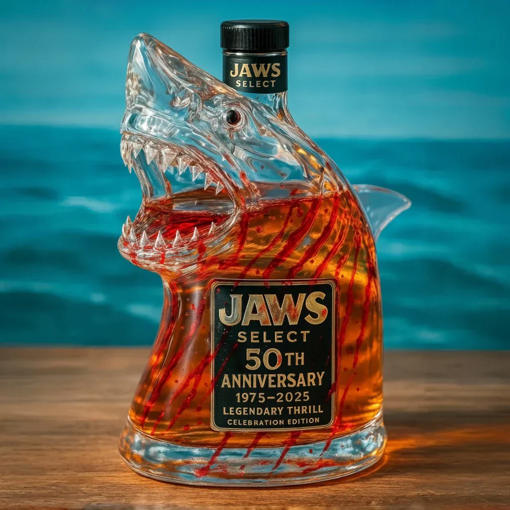 Shark Head Glass Bottle Collectible Whiskey Decanter Movie Memorabilia - Image 5