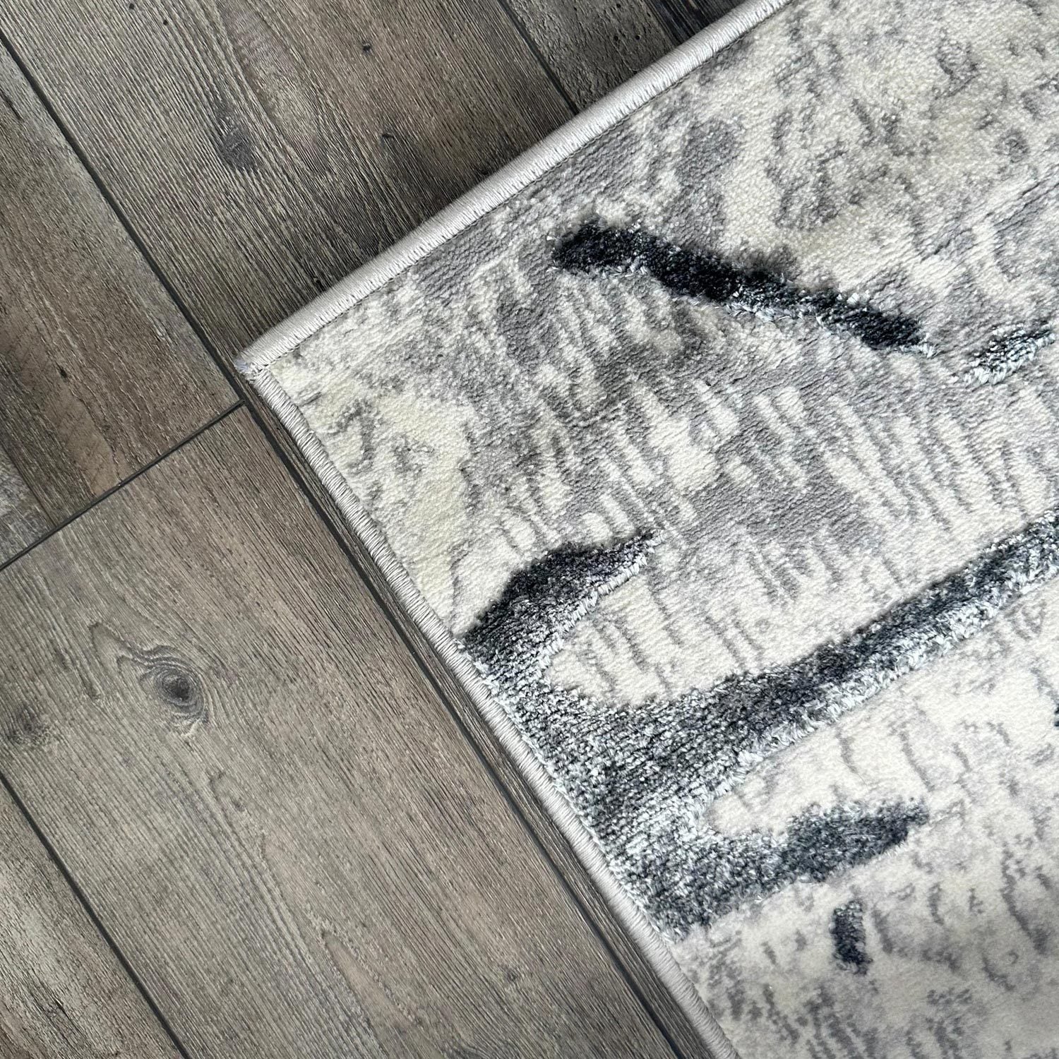 Shifra Luxury Area Rug in Gray with Silver Abstract Design - Image 10